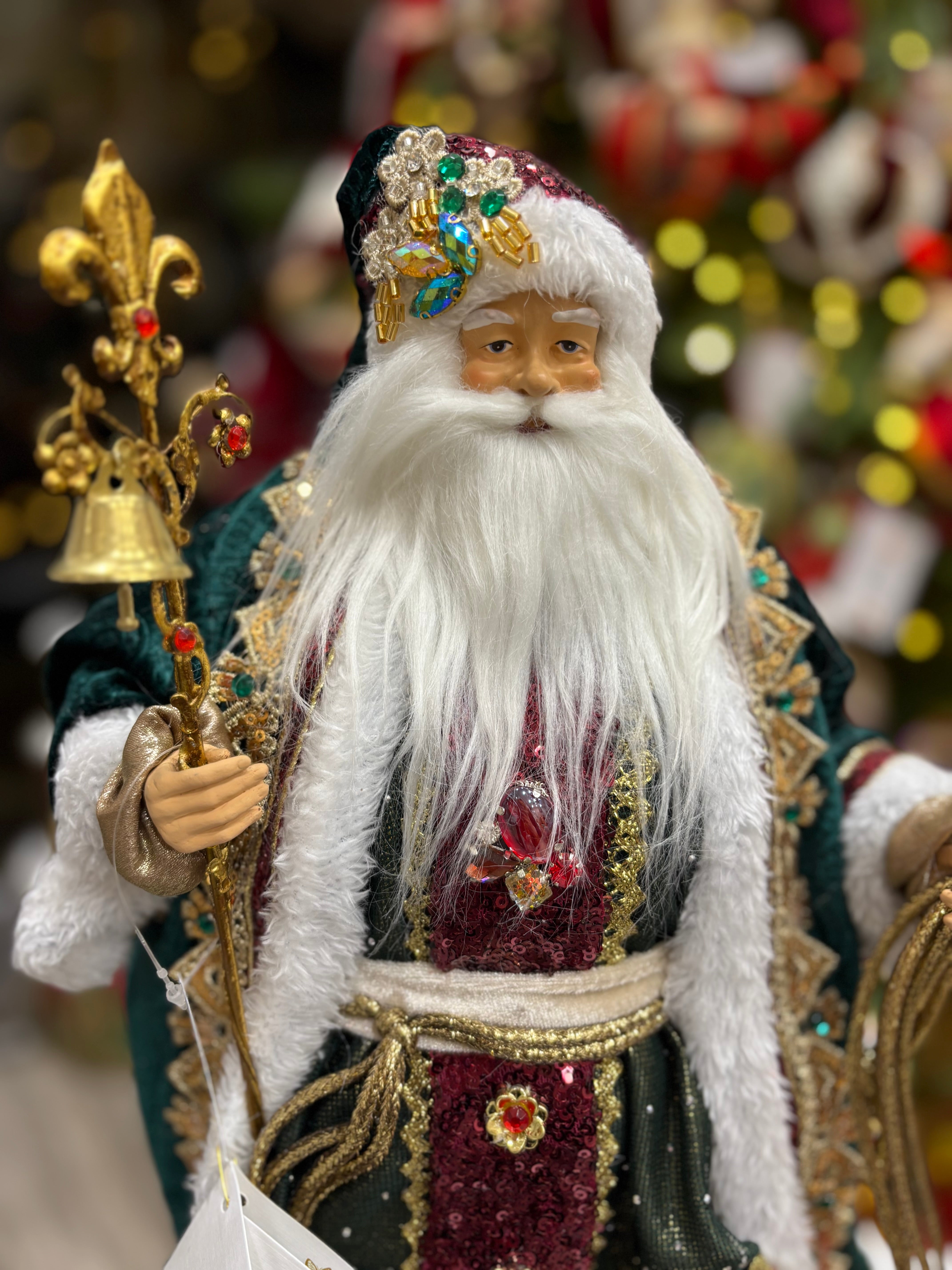 Fiori di lena Babbo Natale limited edition su base in legno h 46 cm