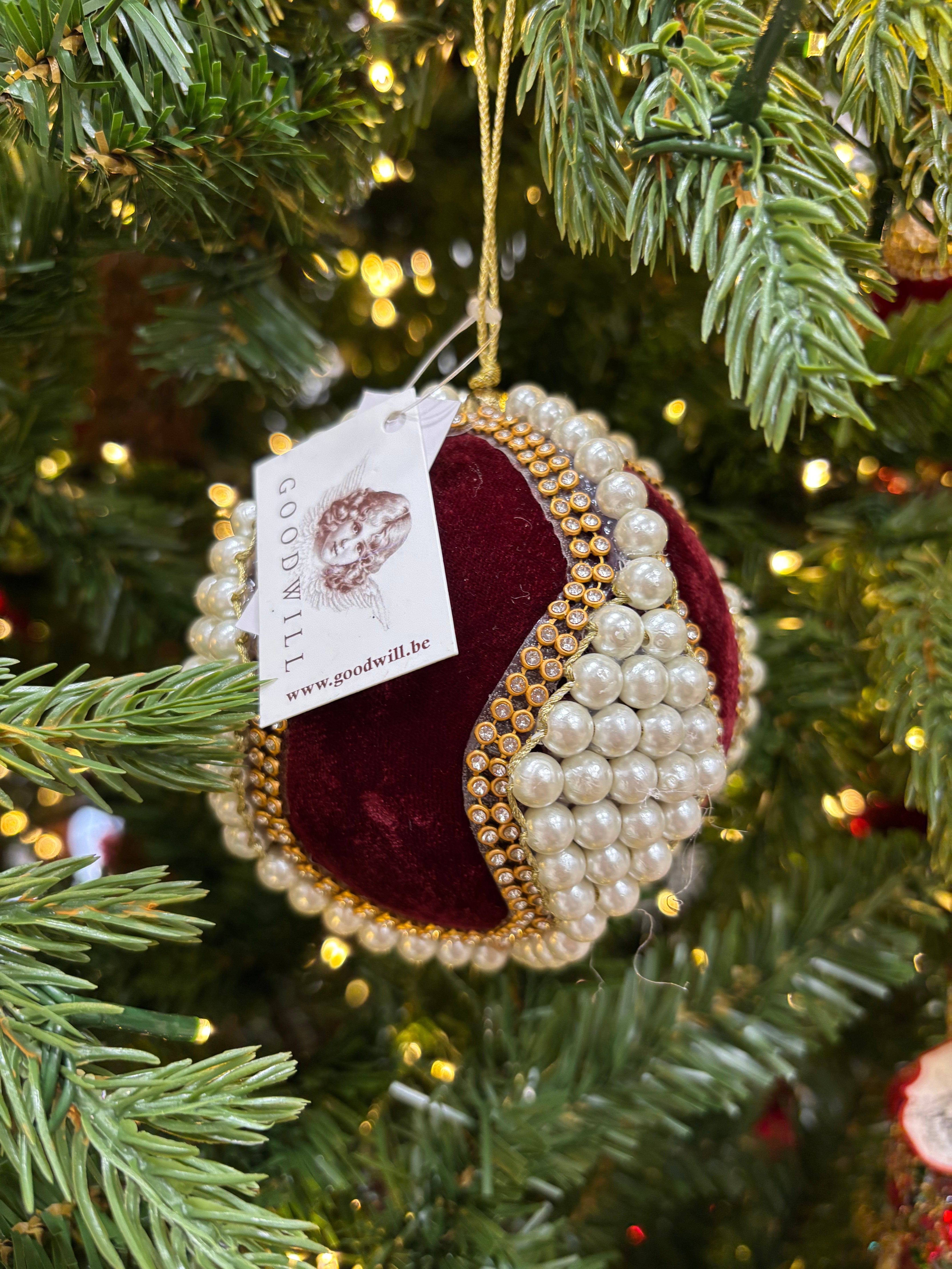 Goodwill sfera in velluto con perle 10 cm