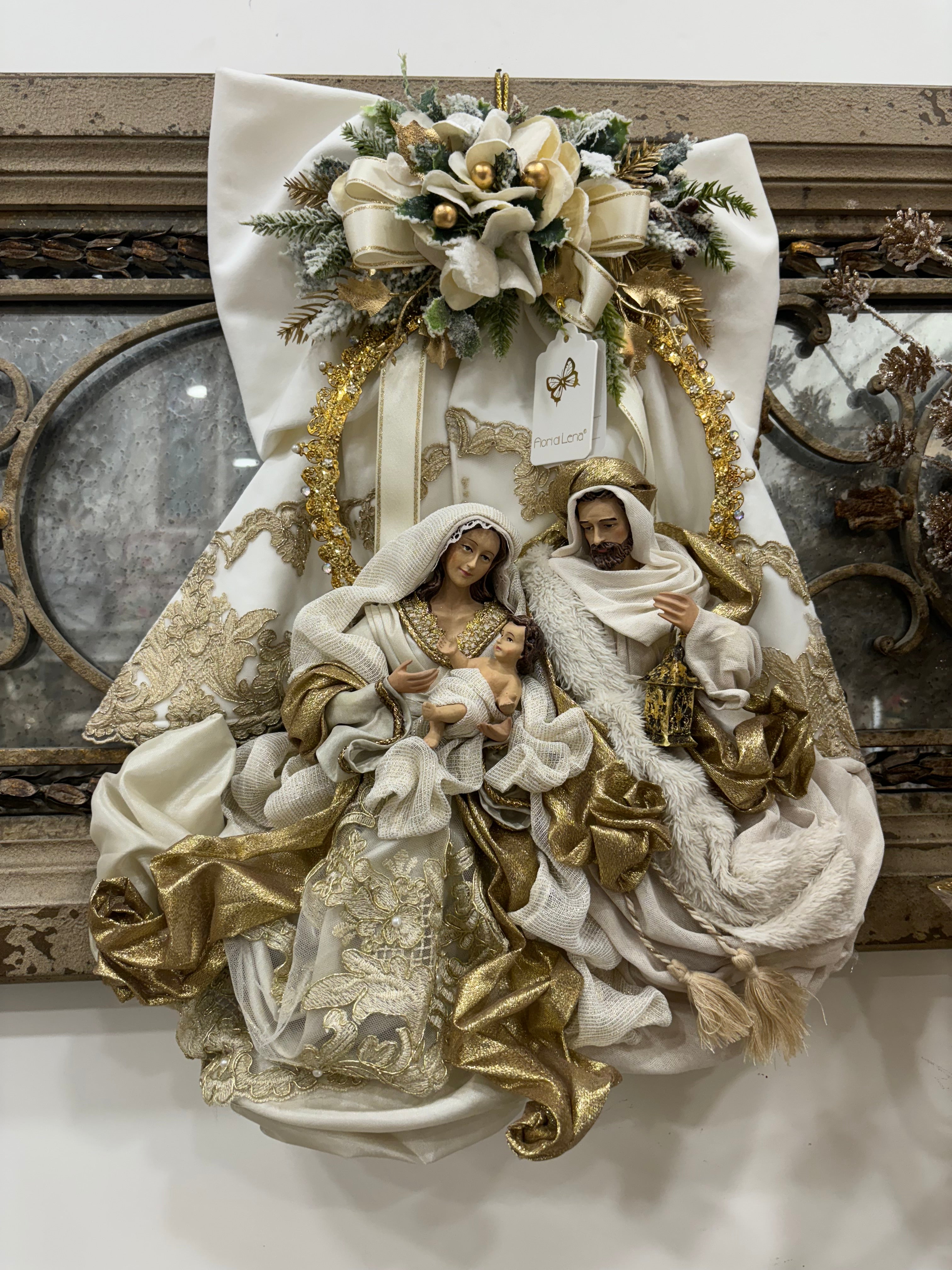 FIORI DI LENA FIOCCO FUORIPORTA IN VELLUTO CON NATIVITA' H 65 CM