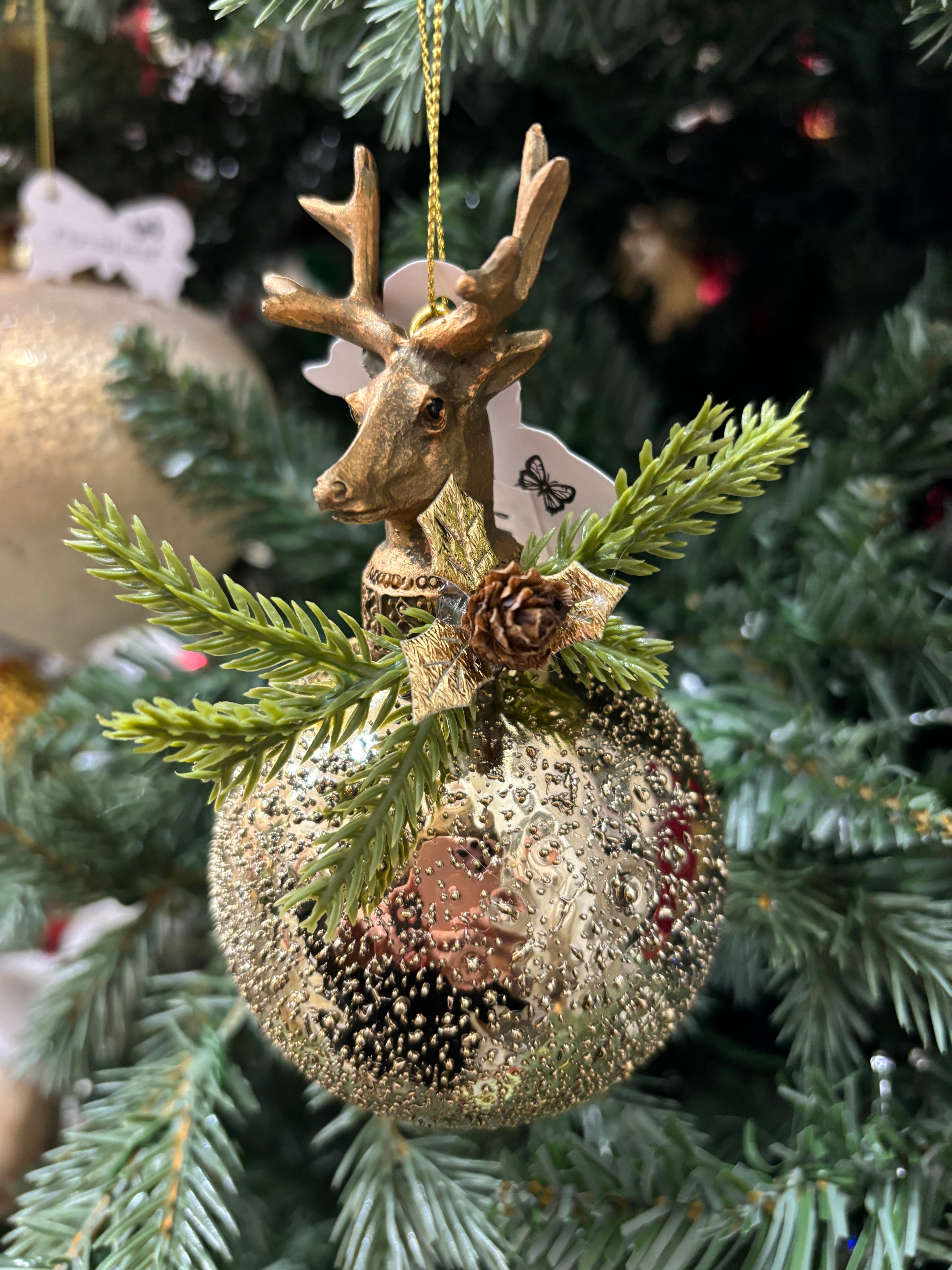 FIORI DI LENA ADDOBBO NATALE SFERA IN VETRO CERVO