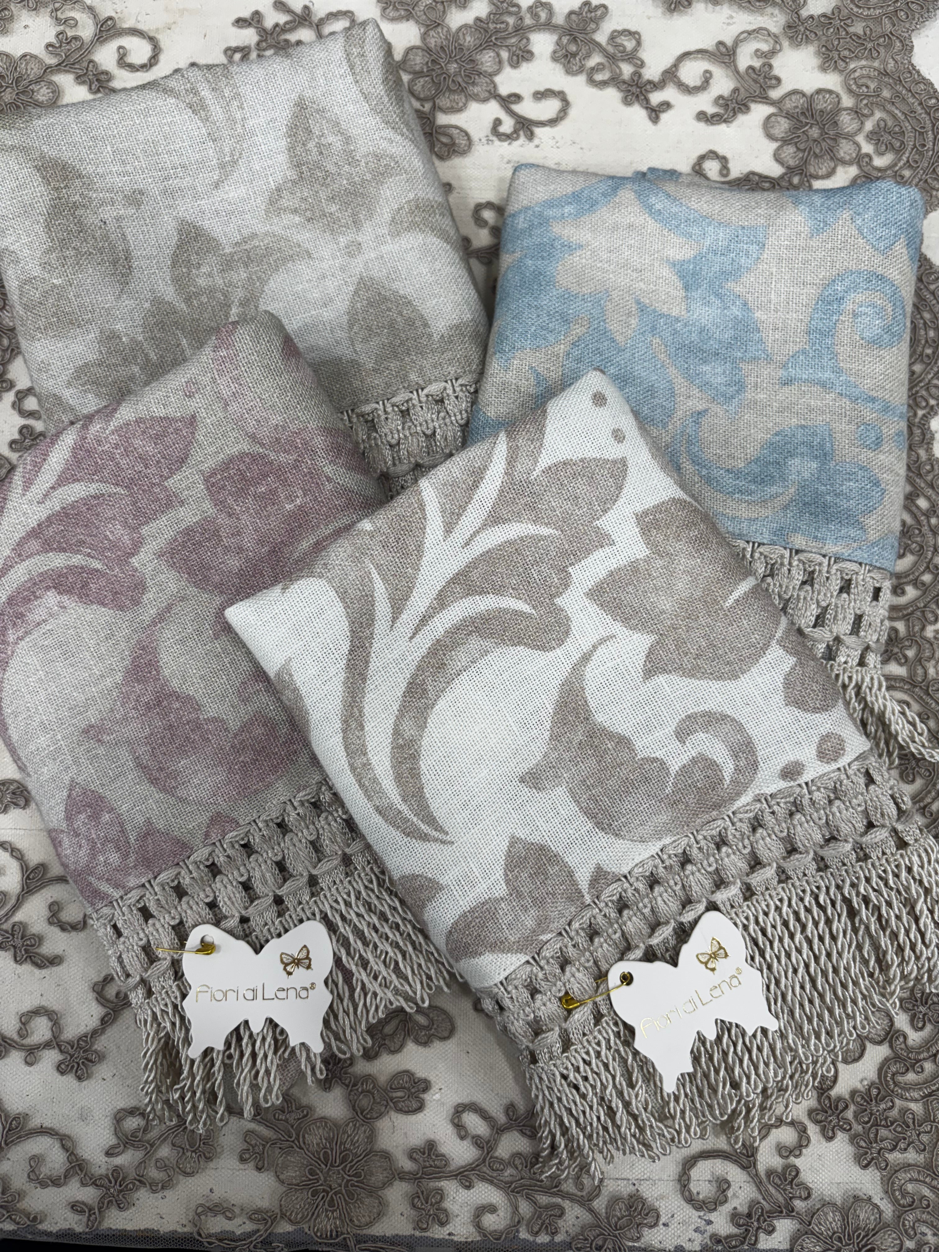 Fiori di lena runner con frange 35x80 cm