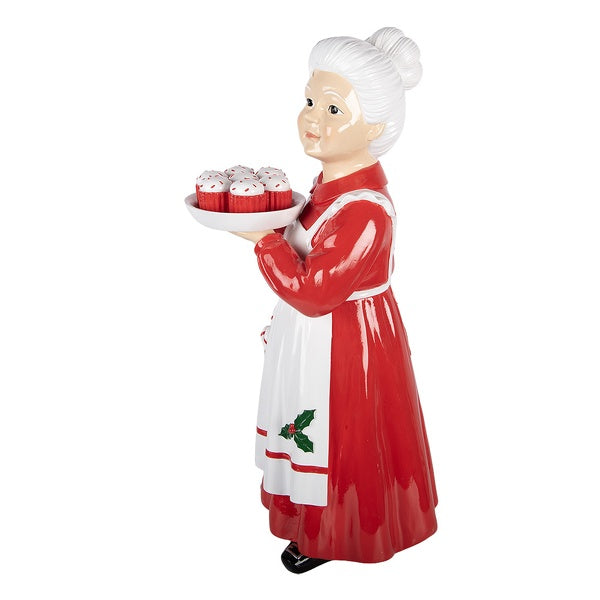 Clayre & eef Decorazione natalizi Mamma Natale con vassoio di dolci