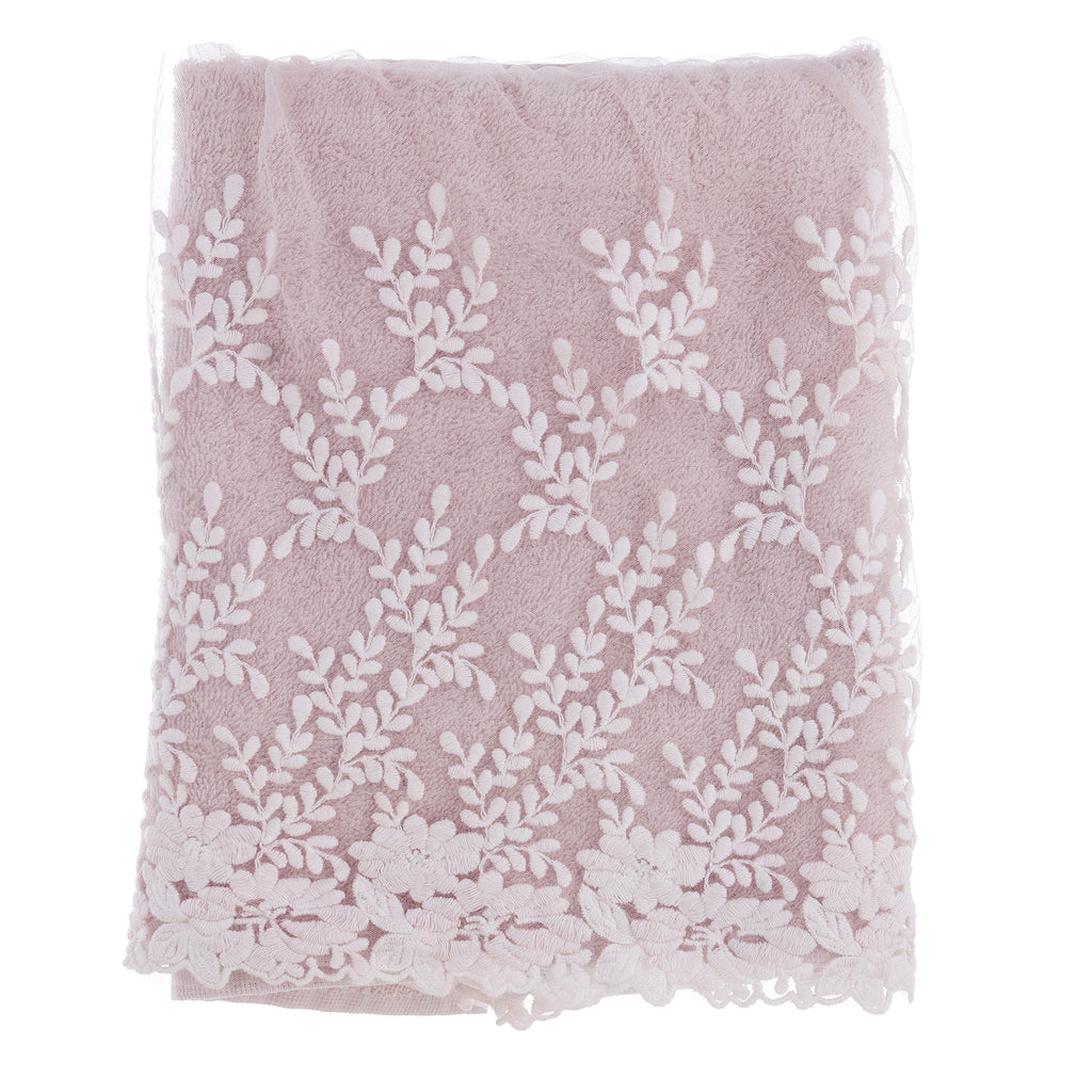 Blanc Mariclo' Coppia Spugna con balza in pizzo collezione Ingres colore rosa