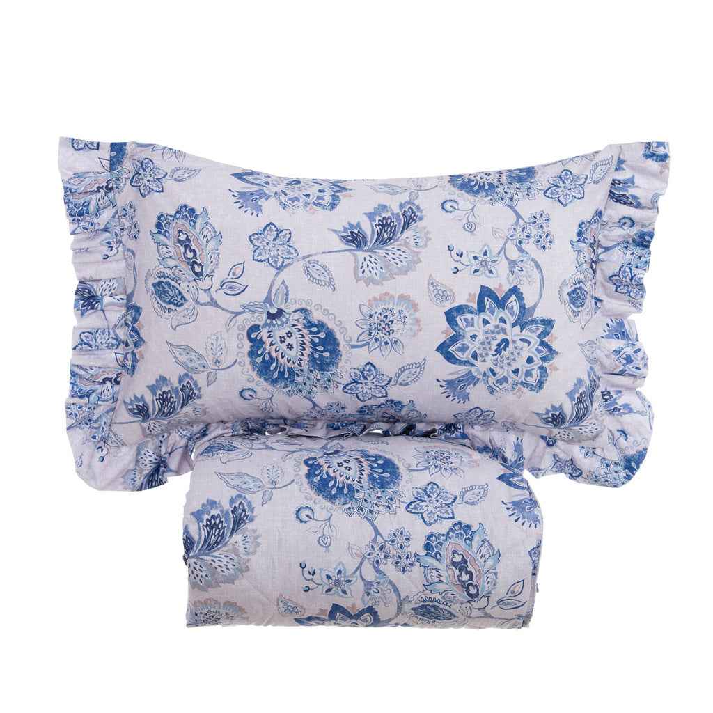 BLANC MARICLO SET TRAPUNTINO MATRIMONIALE CON 2 COPRIGUANCIALI COLLEZIONE TOPAZIO BLU 120 GSM