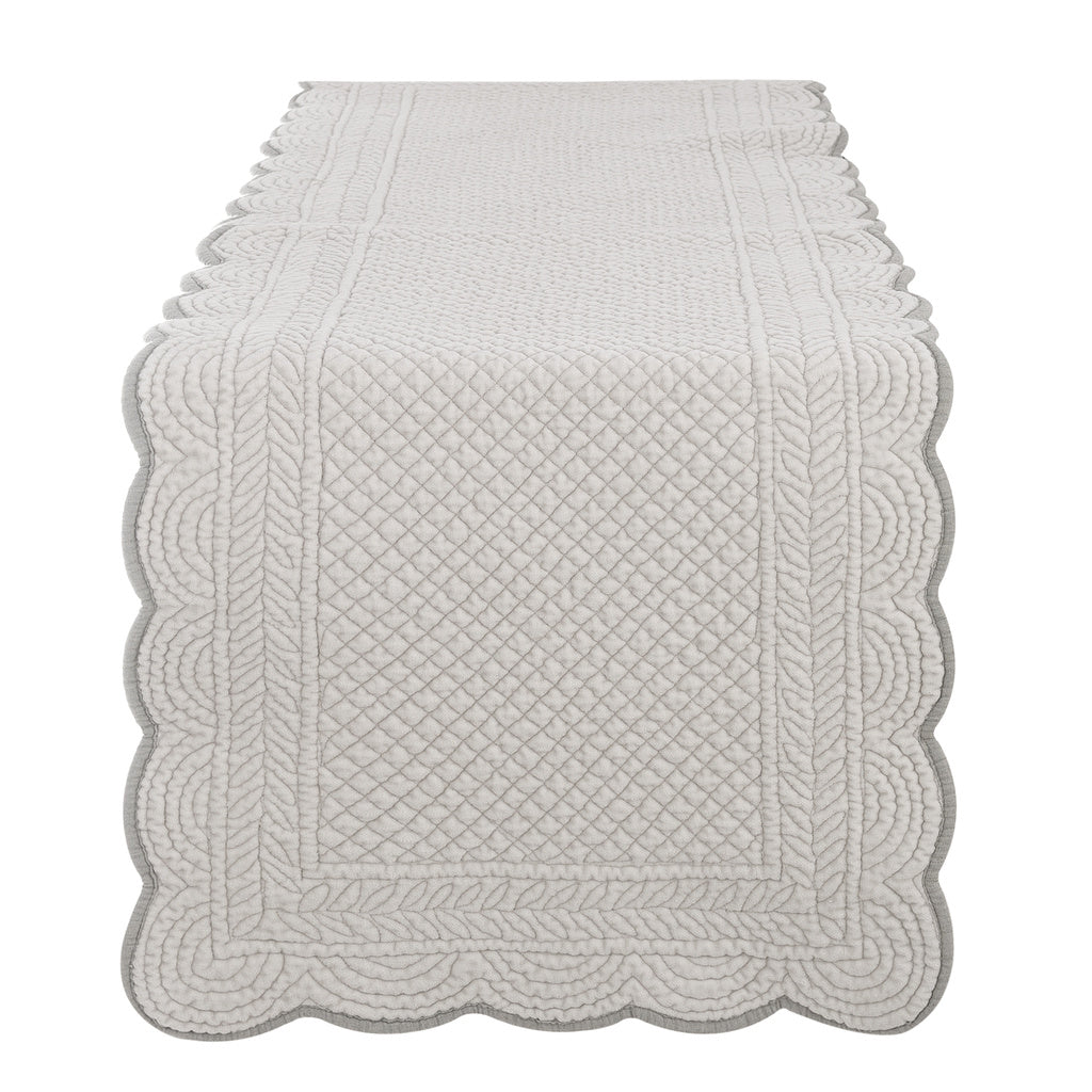 Blanc Mariclo runner in velluto bicolore collezione Carmen colore avorio