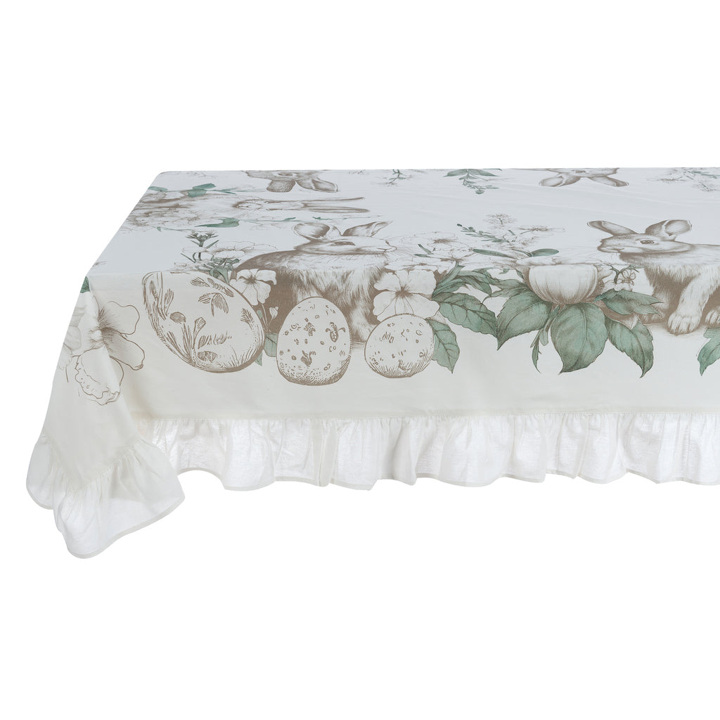 Blanc Mariclo' Tovaglia con Gala collezione Le Jardin des Lapins mis 160*260
