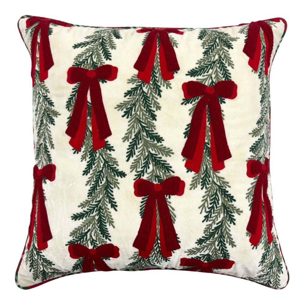 Blanc Mariclò Cuscino Natalizio con Fiocchi in velluto mis 50*50 cm
