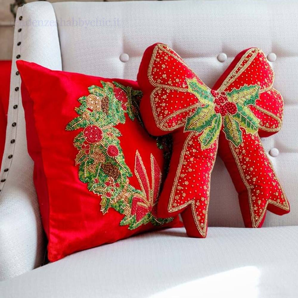Blanc Mariclo Cuscino natalizio decoro ghirlanda con applicazioni