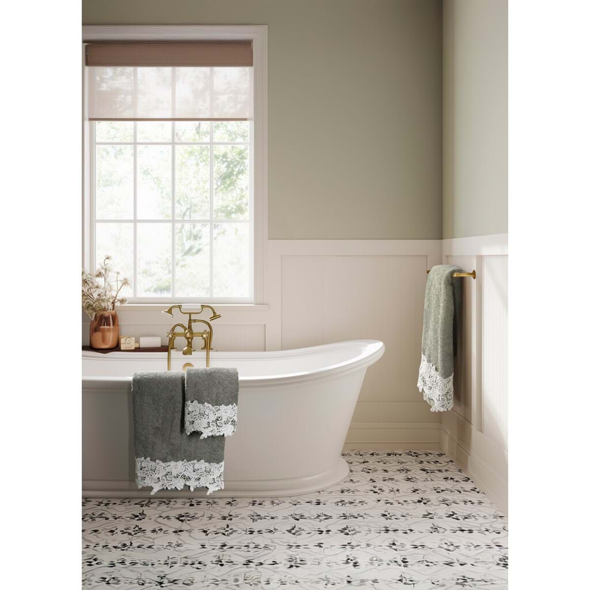 Blanc Mariclo' Coppia di Spugne Bagno con Pizzo "Merletto"