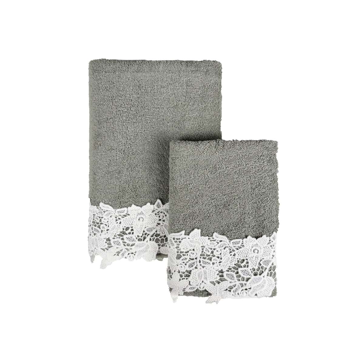 Blanc Mariclo' Coppia di Spugne Bagno con Pizzo "Merletto"