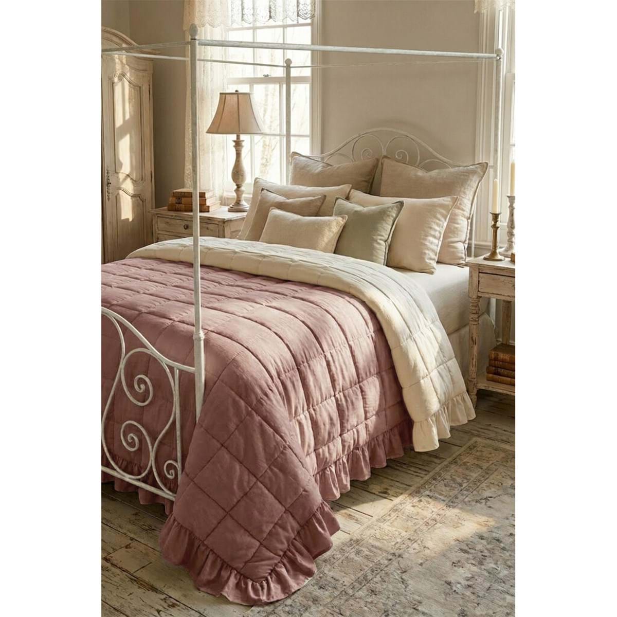 Blanc Mariclo' Trapunta matrimoniale bicolore collezione Gala Prestige variante Rosa