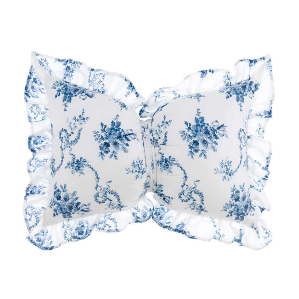 Blanc Mariclo' Cuscino Romantico fiocco variante azzurro