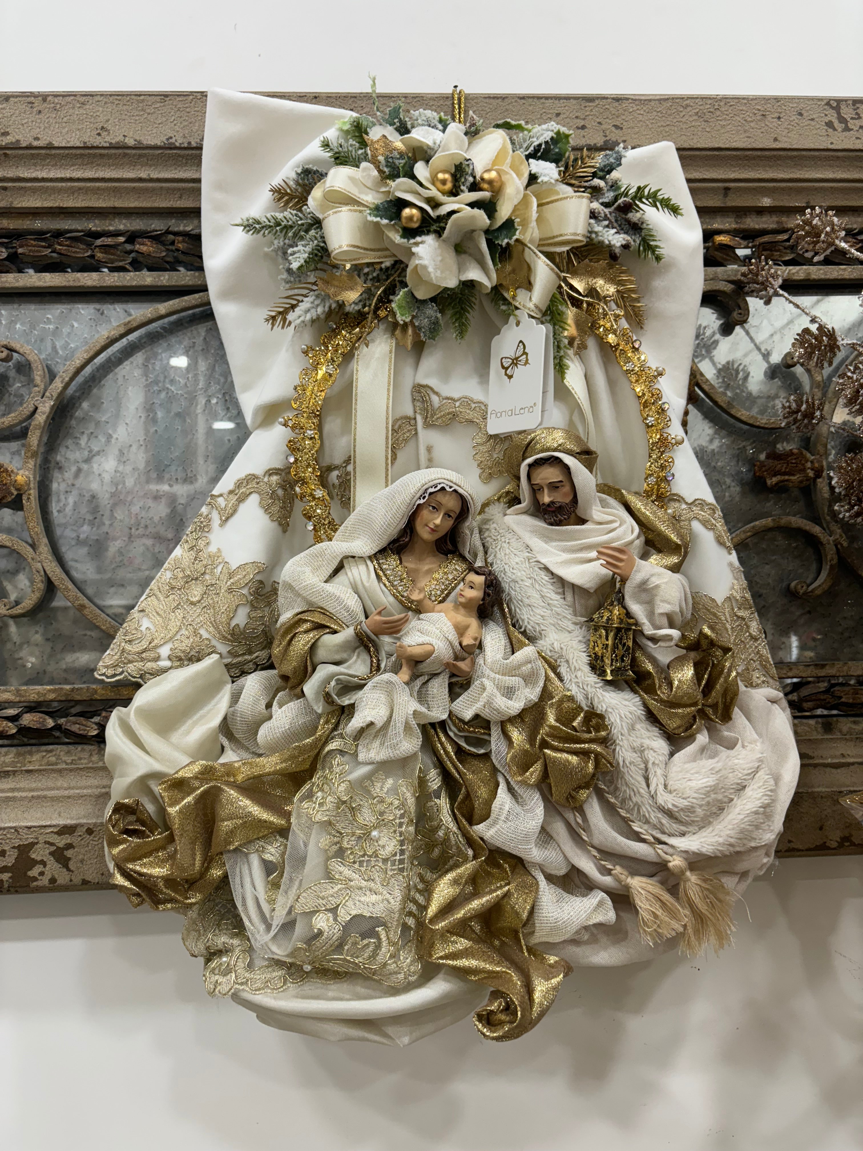 FIORI DI LENA FIOCCO FUORIPORTA IN VELLUTO CON NATIVITA' H 65 CM