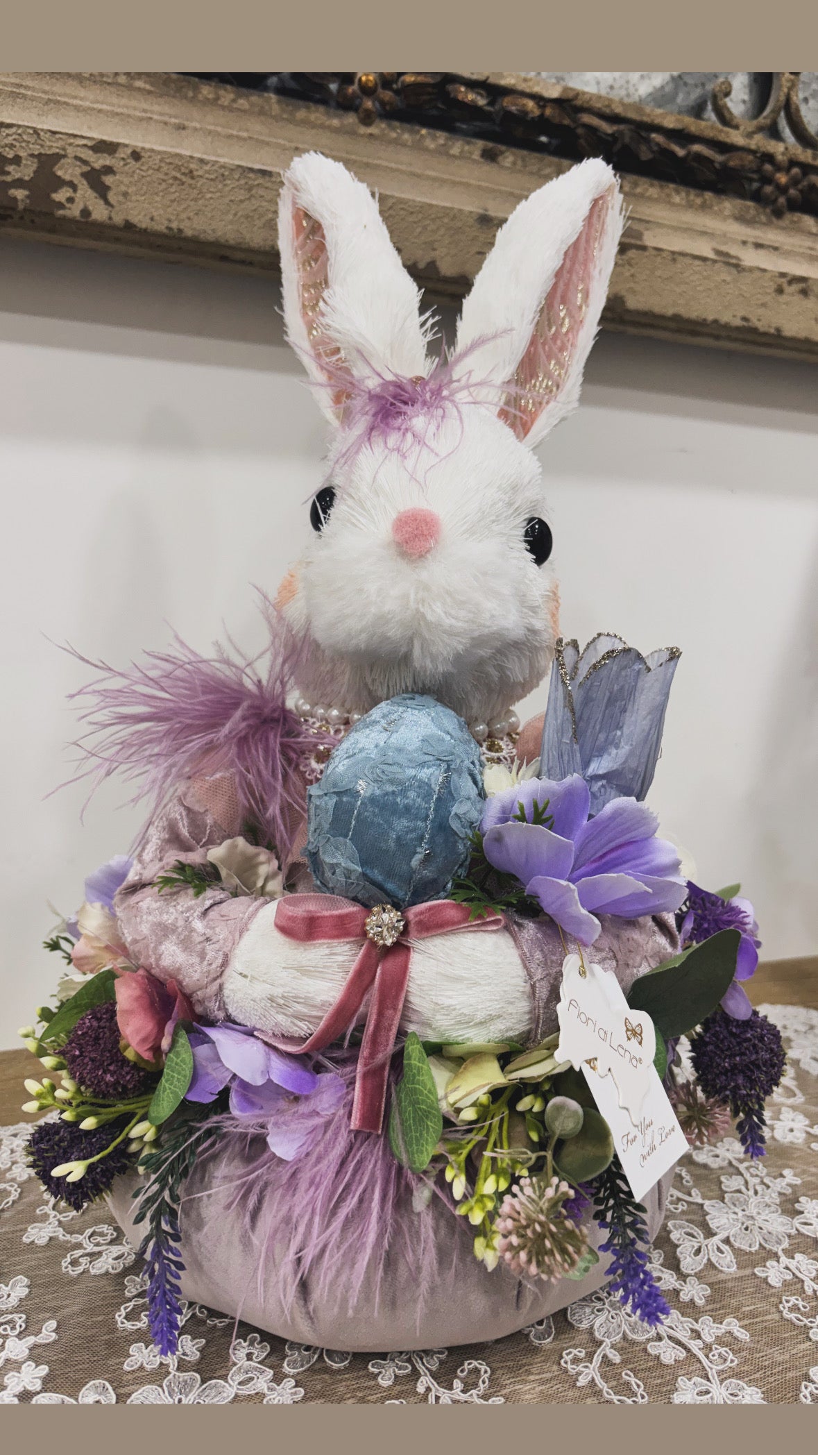 Fiori di Lena Puffo con Coniglio Luxury con applicazione Gioiello