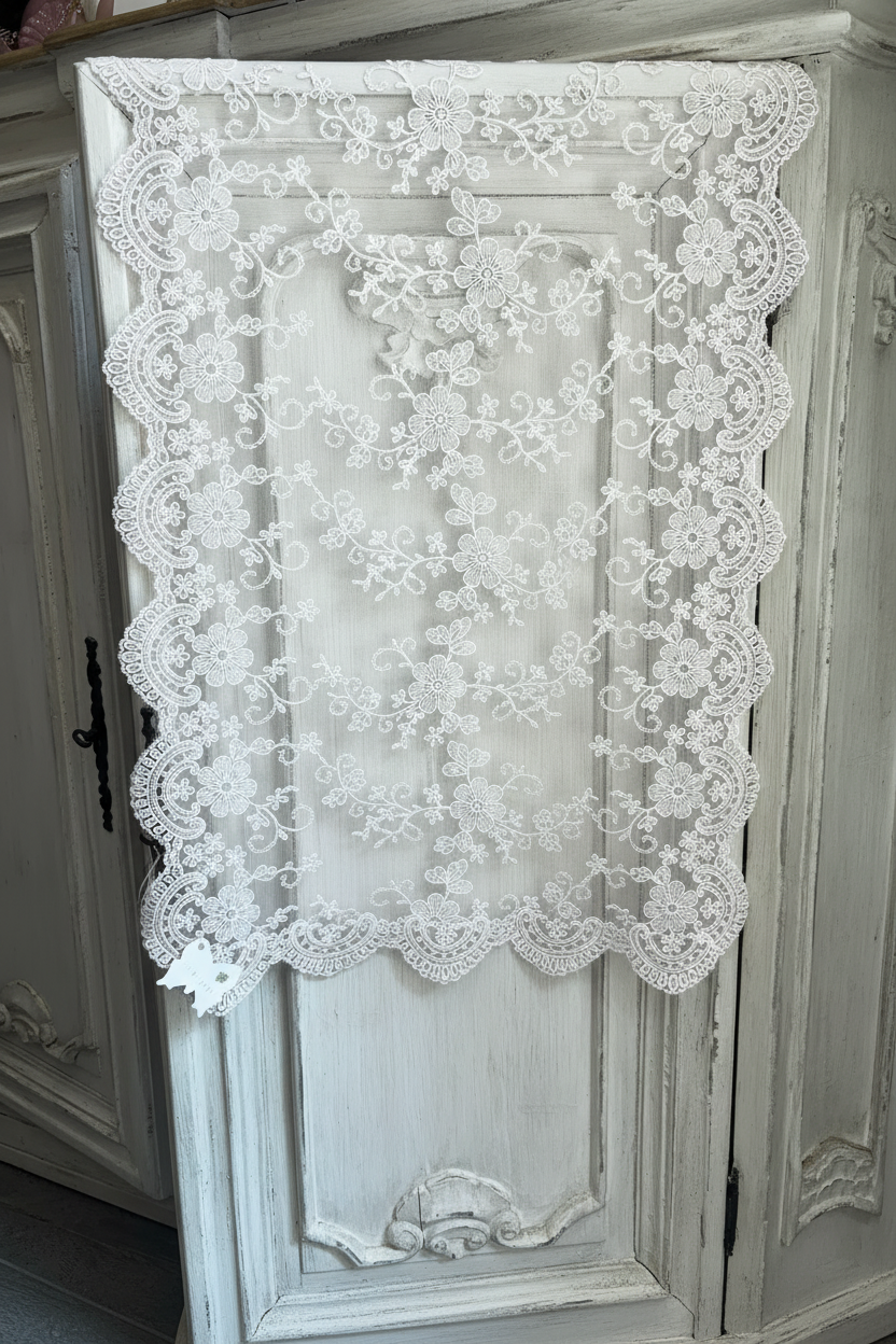 Fiori di lena runner in pizzo Bianco mis 140 cm