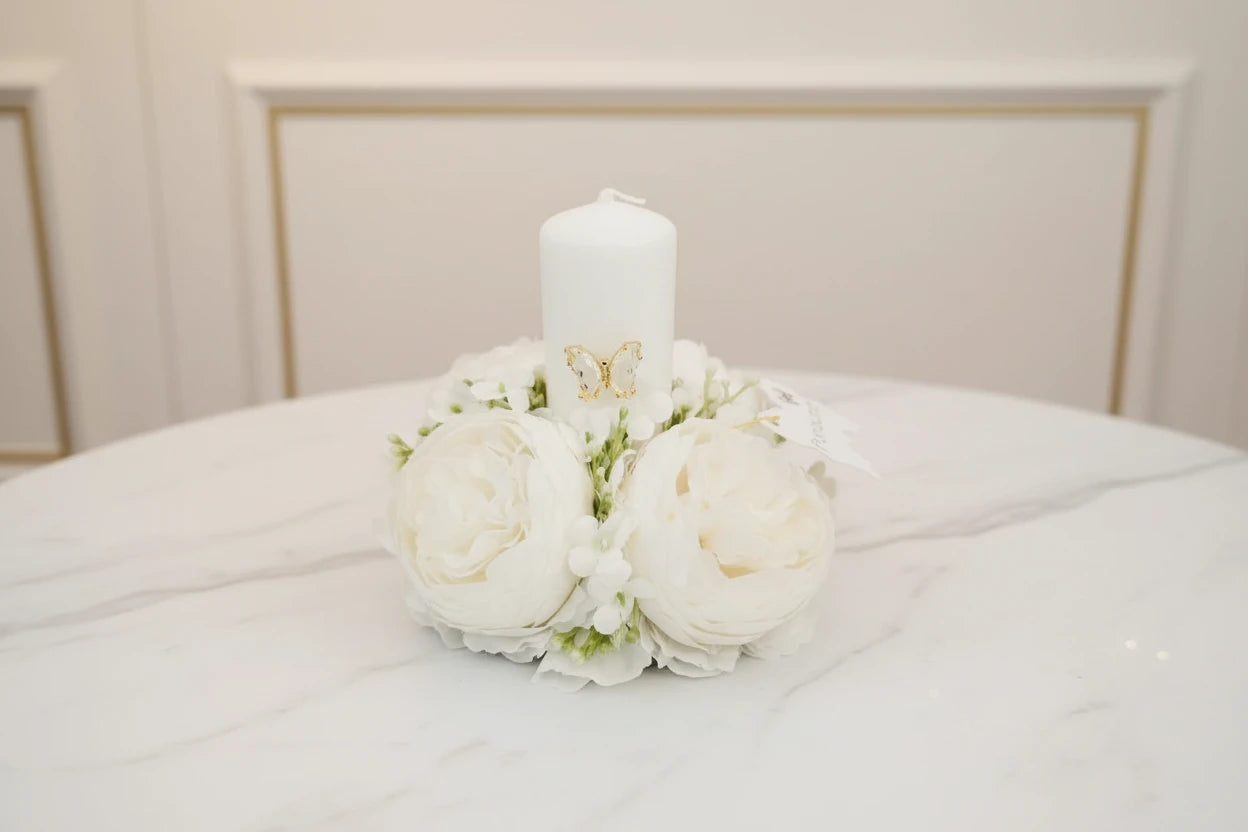 Fiori di lena Portacandela misura piccola con ranuncoli