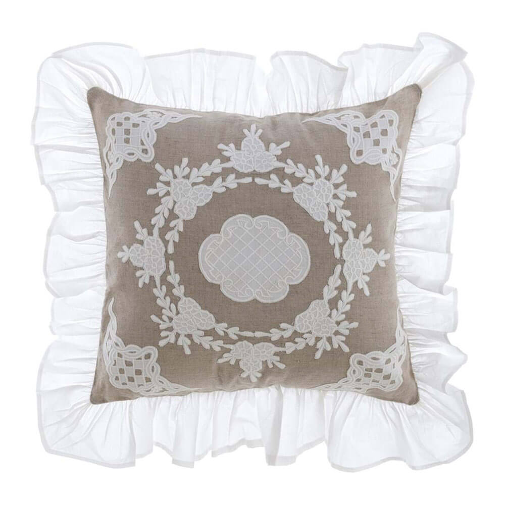 Blanc Mariclo' Cuscino Arredo "Brezza di Sangallo" con Gala 45*45 cm