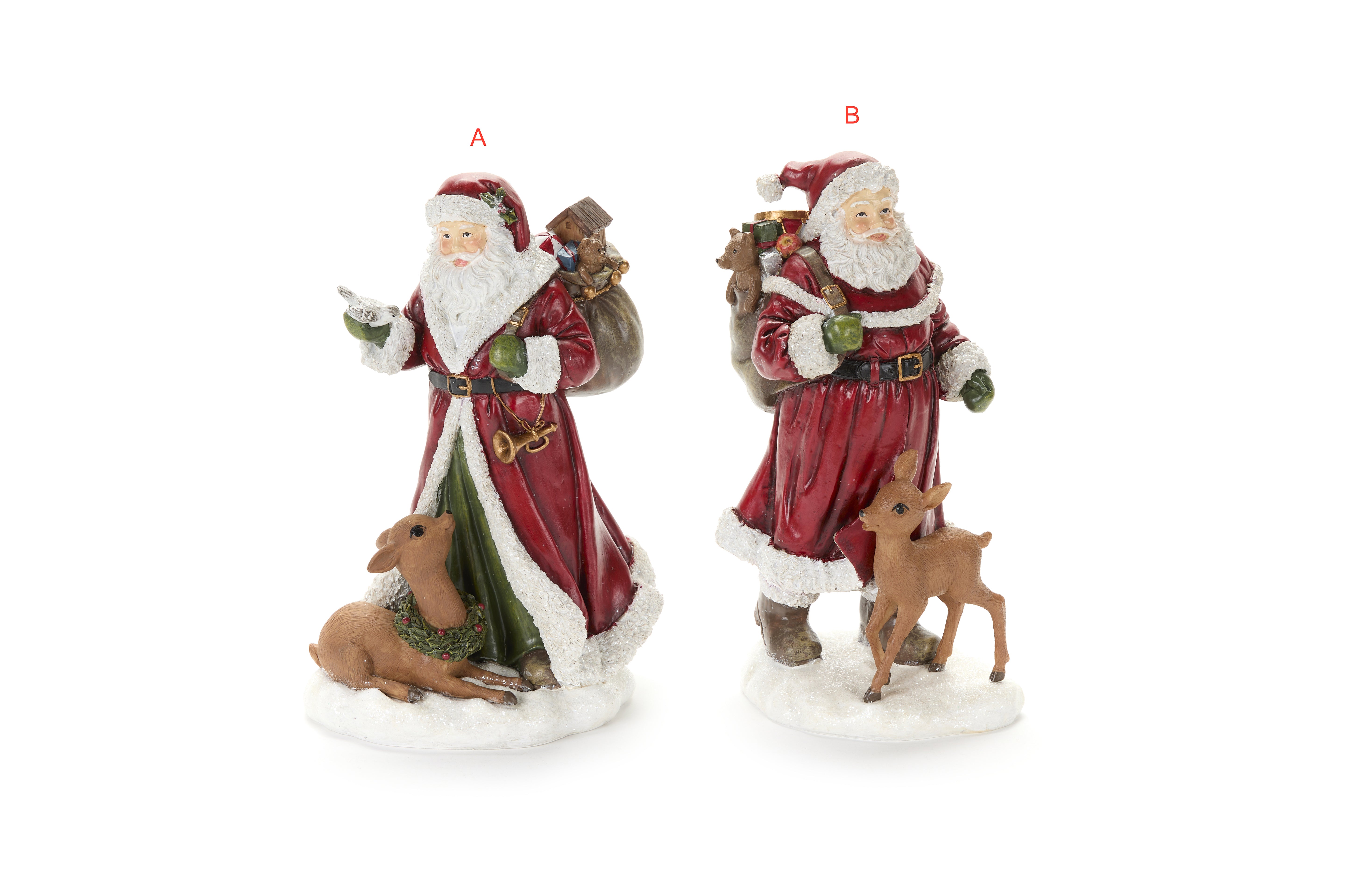Nuvole di stoffa babbo natale con cerbiatto in resina con varianti