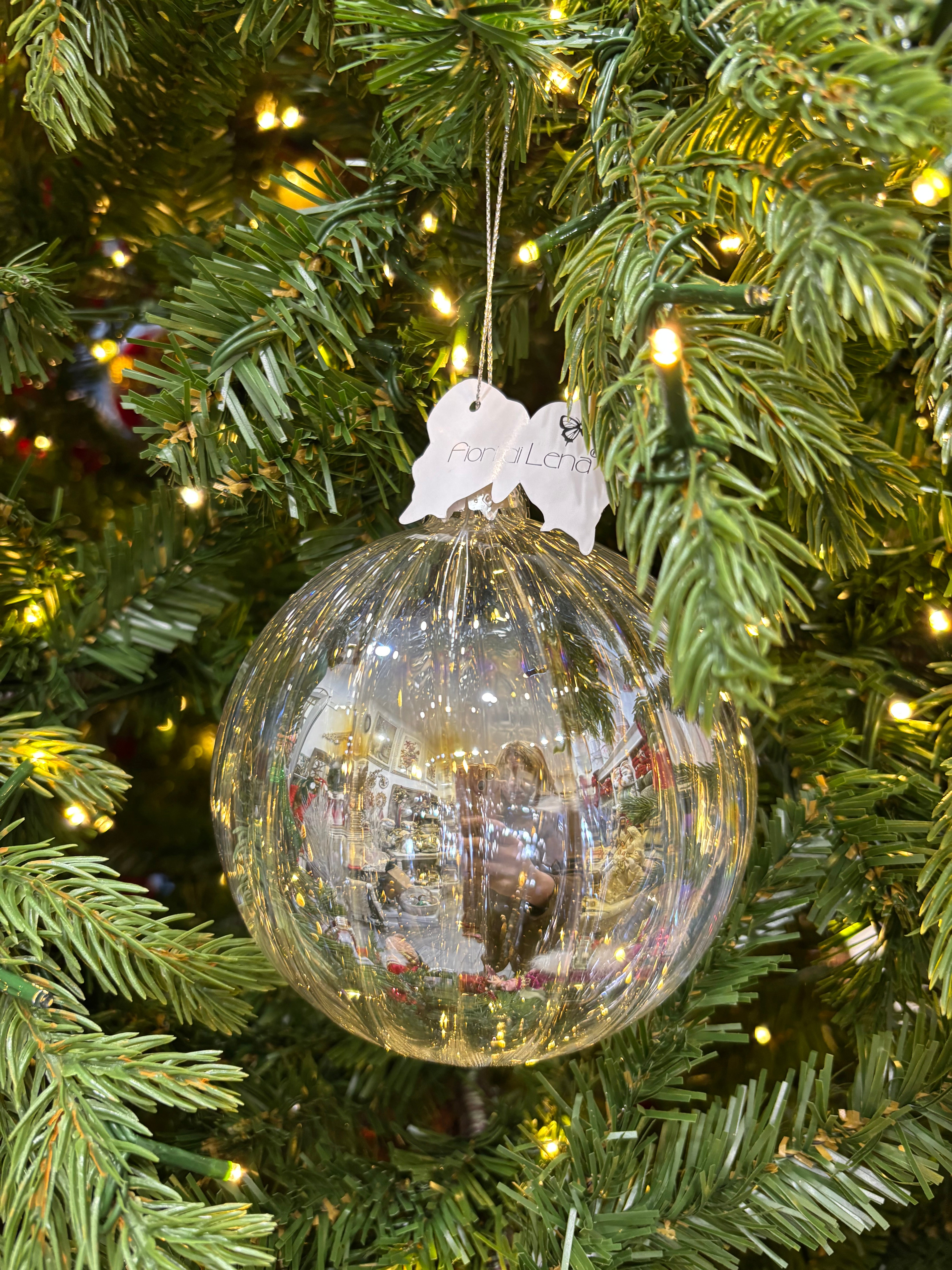 Fiori di lena addobbo in vetro trasparente effetto bolle di sapone