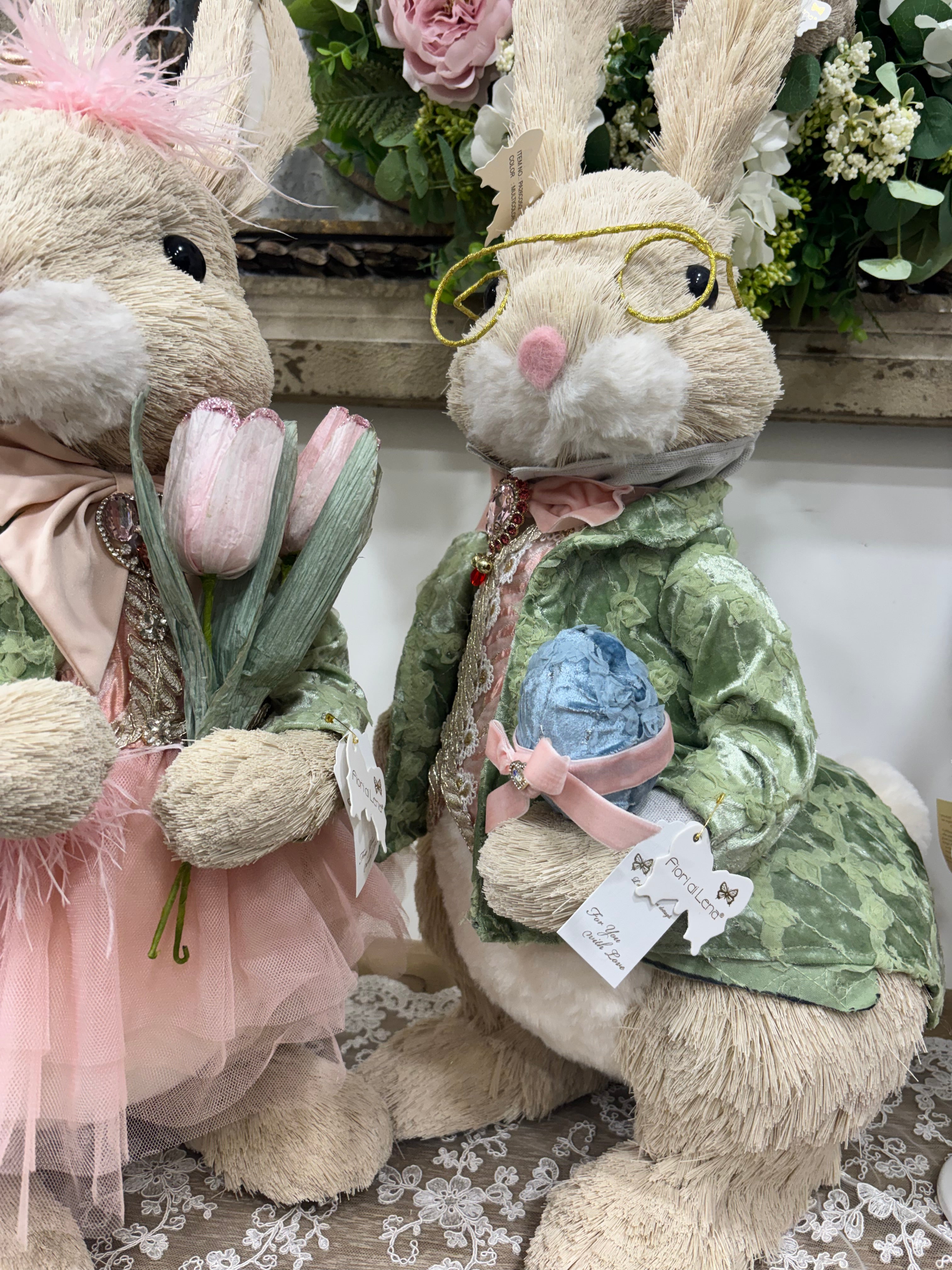 Fiori di Lena Coppia di conigli Pasquali Luxury h 65 cm