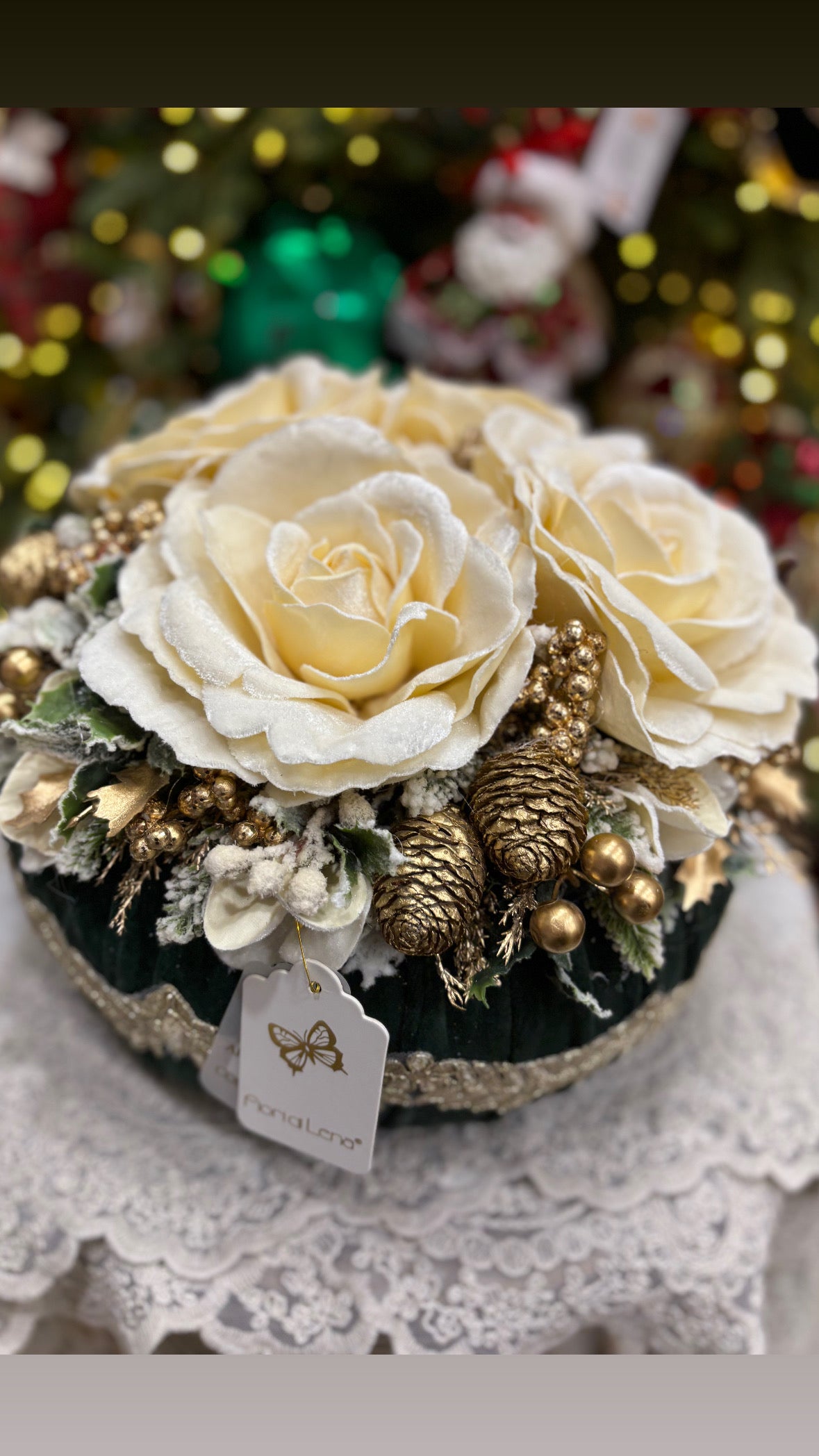 Fiori di lena Pouf profumato 4 rose nuova collezione Linea Dono Prezioso colore verde inglese