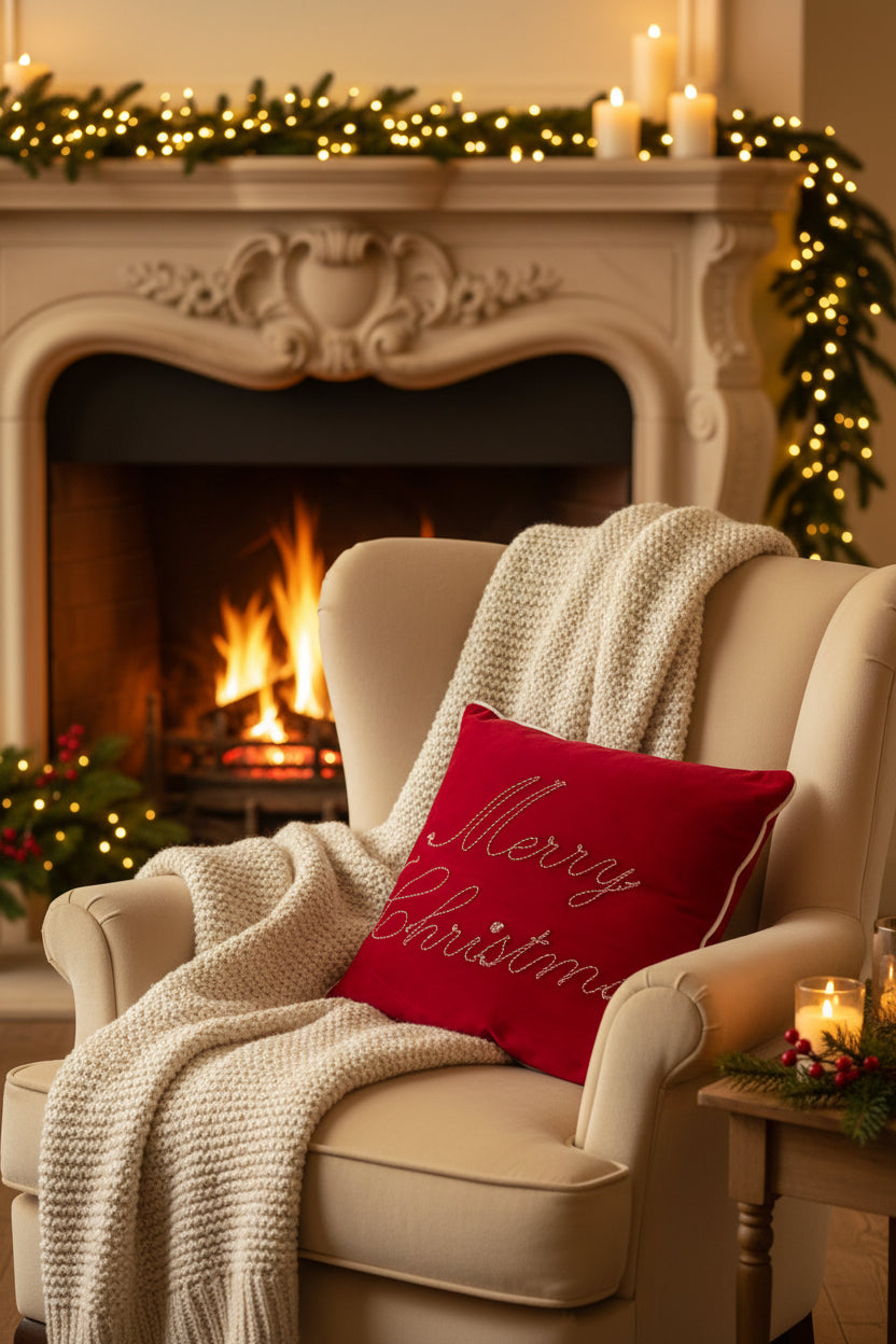 Clodette cuscino in velluto quadrato Merry Christmas