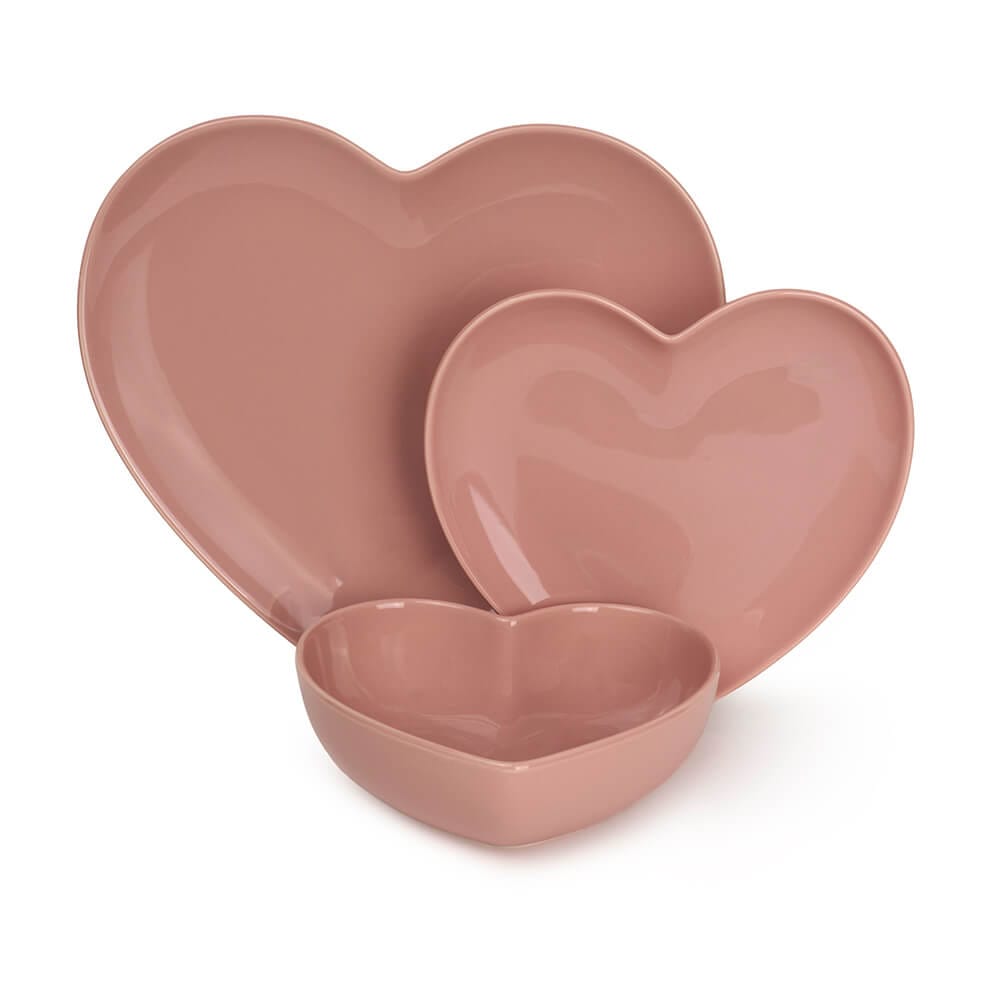 Nuvole di stoffa Servizio Piatti a Cuore in Porcellana Rosa
