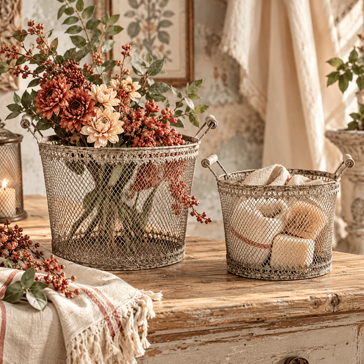 Blanc Mariclo' set 2 cestini collezione Antica Officina