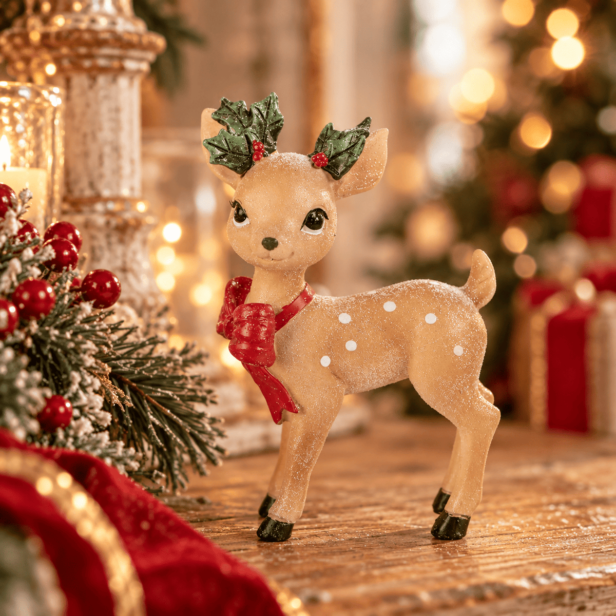 Clayre & Eef Decorazione Statuetta di Natale Cervo 9x5x14 cm