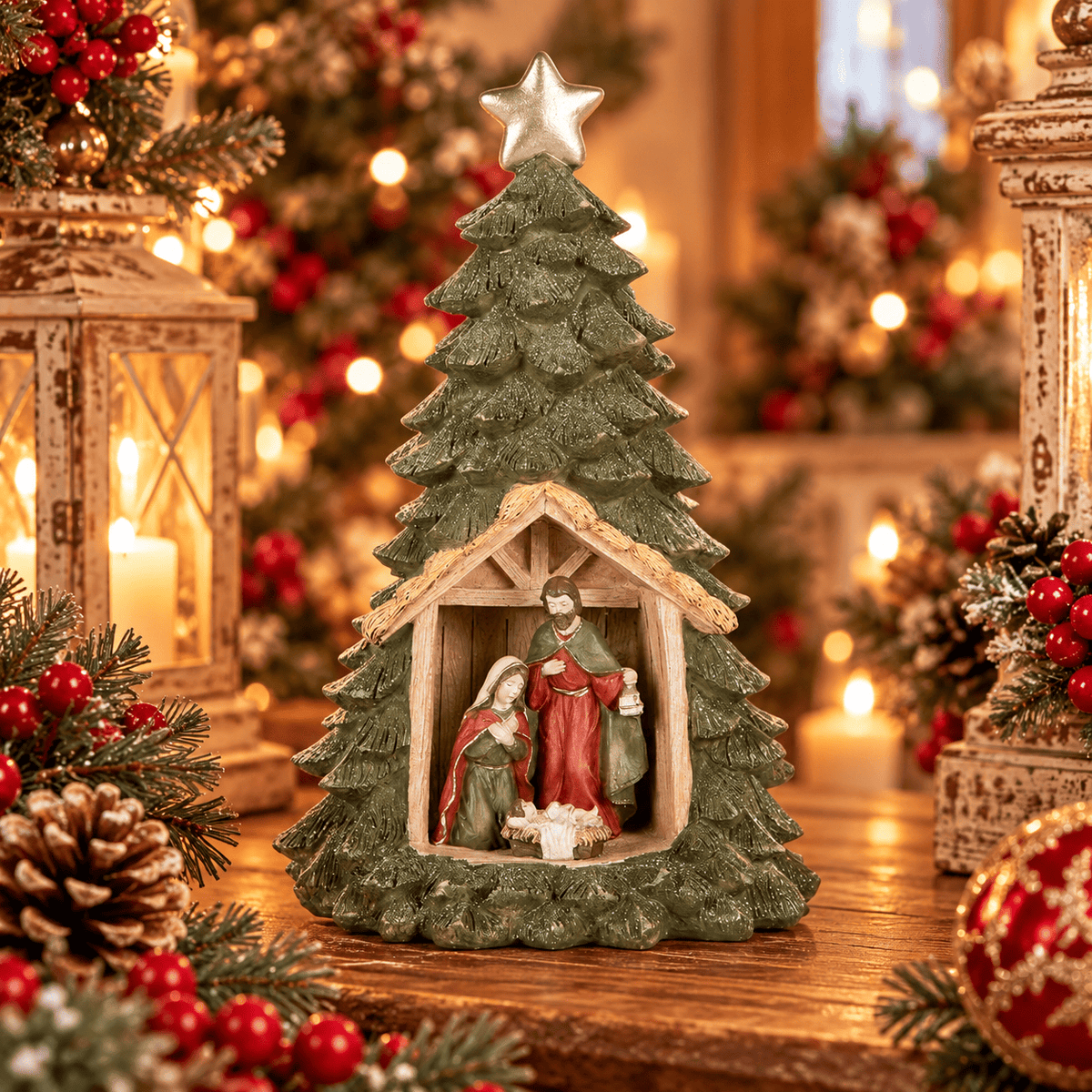 Clayre & eef albero di natale led con nativita'
