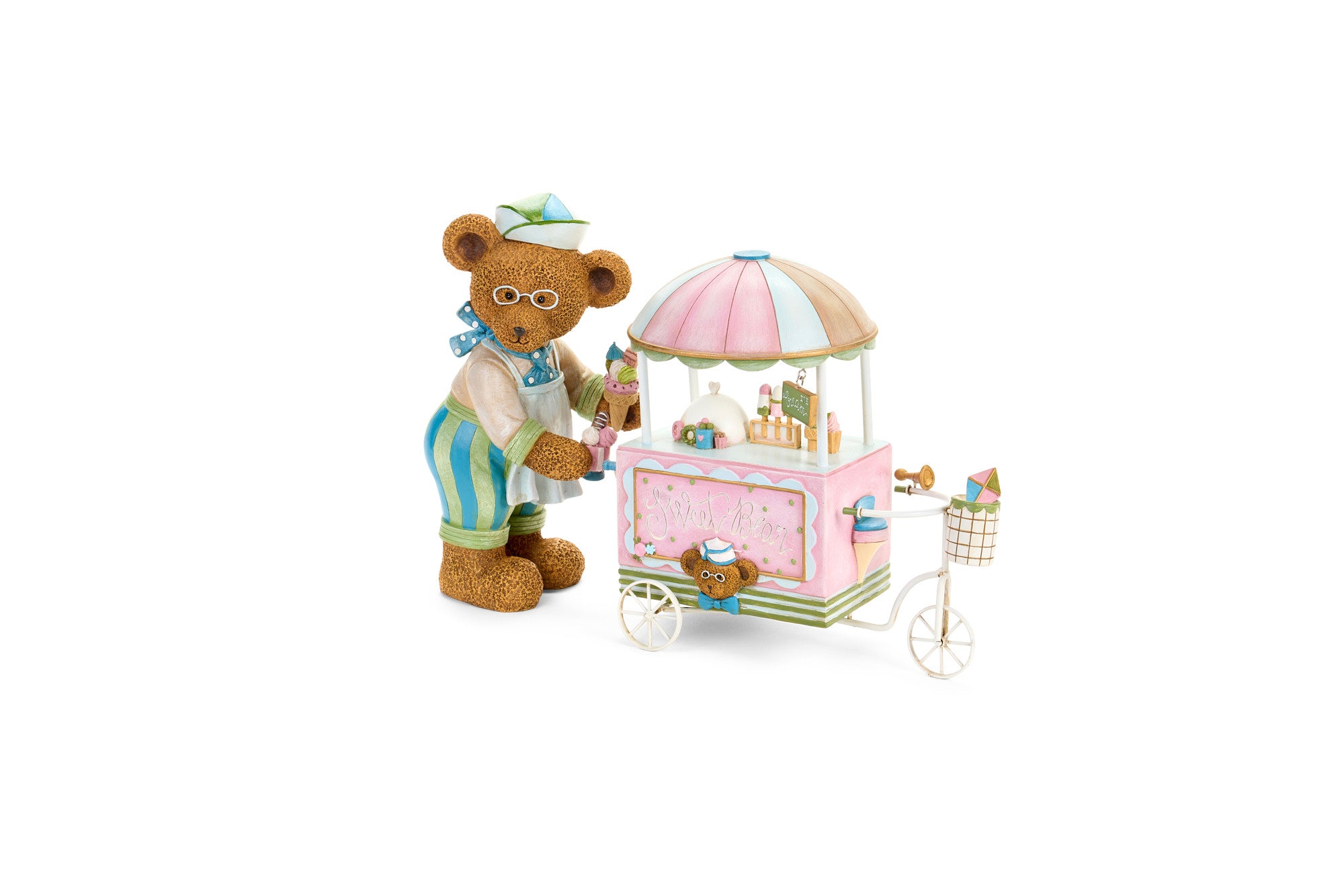 Nuvole di stoffa Statuina Decorativa "Orso Gelataio con Carretto" Sweet Bear