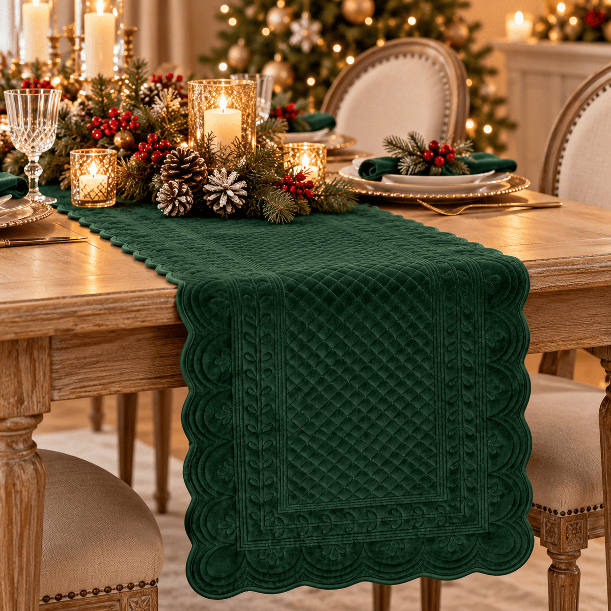 Nuvole di Stoffa Runner in velluto Verde Inglese collezione Luxury