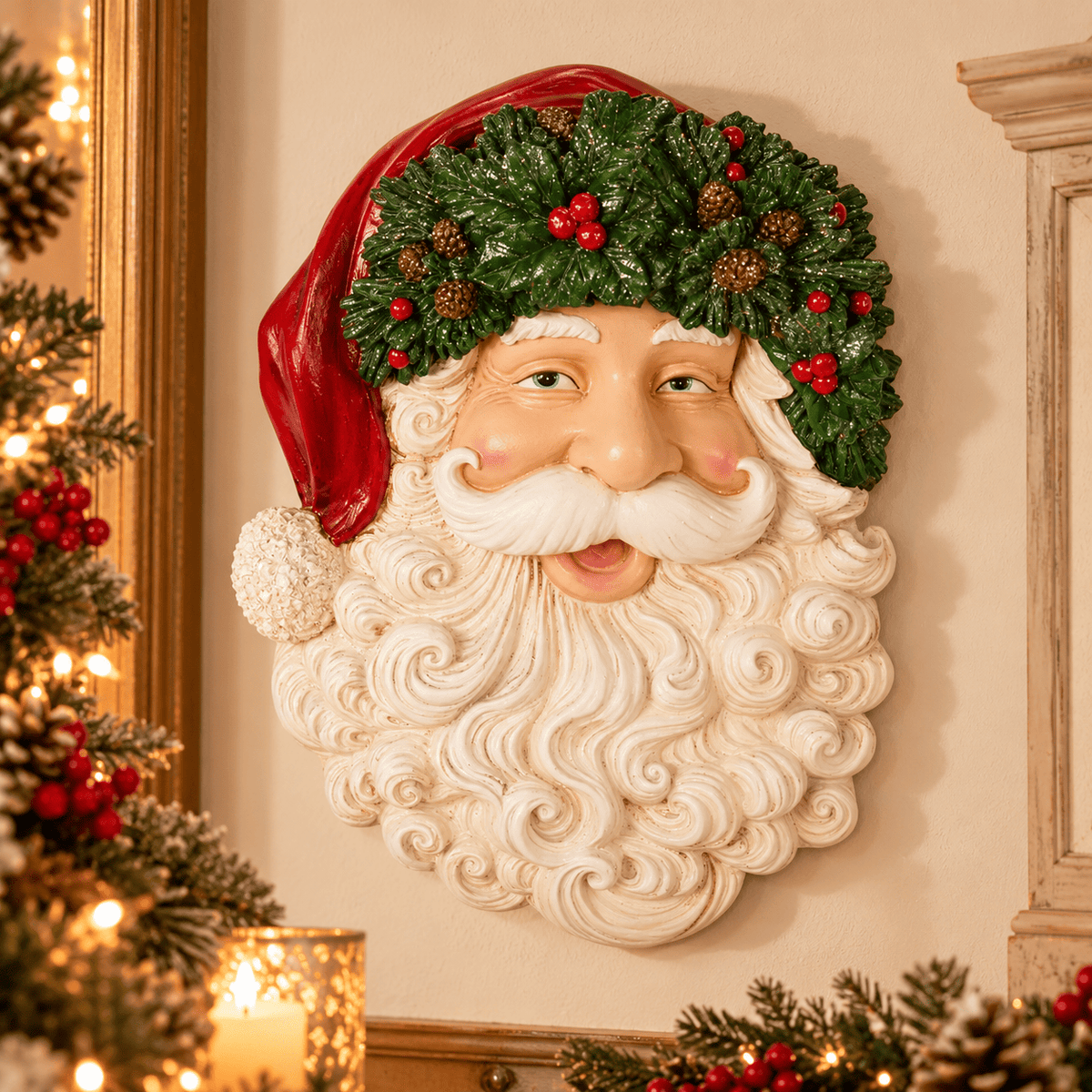 Nuvole di Stoffa Decoro murale Testa di Babbo Natale in resina mis 45 cm