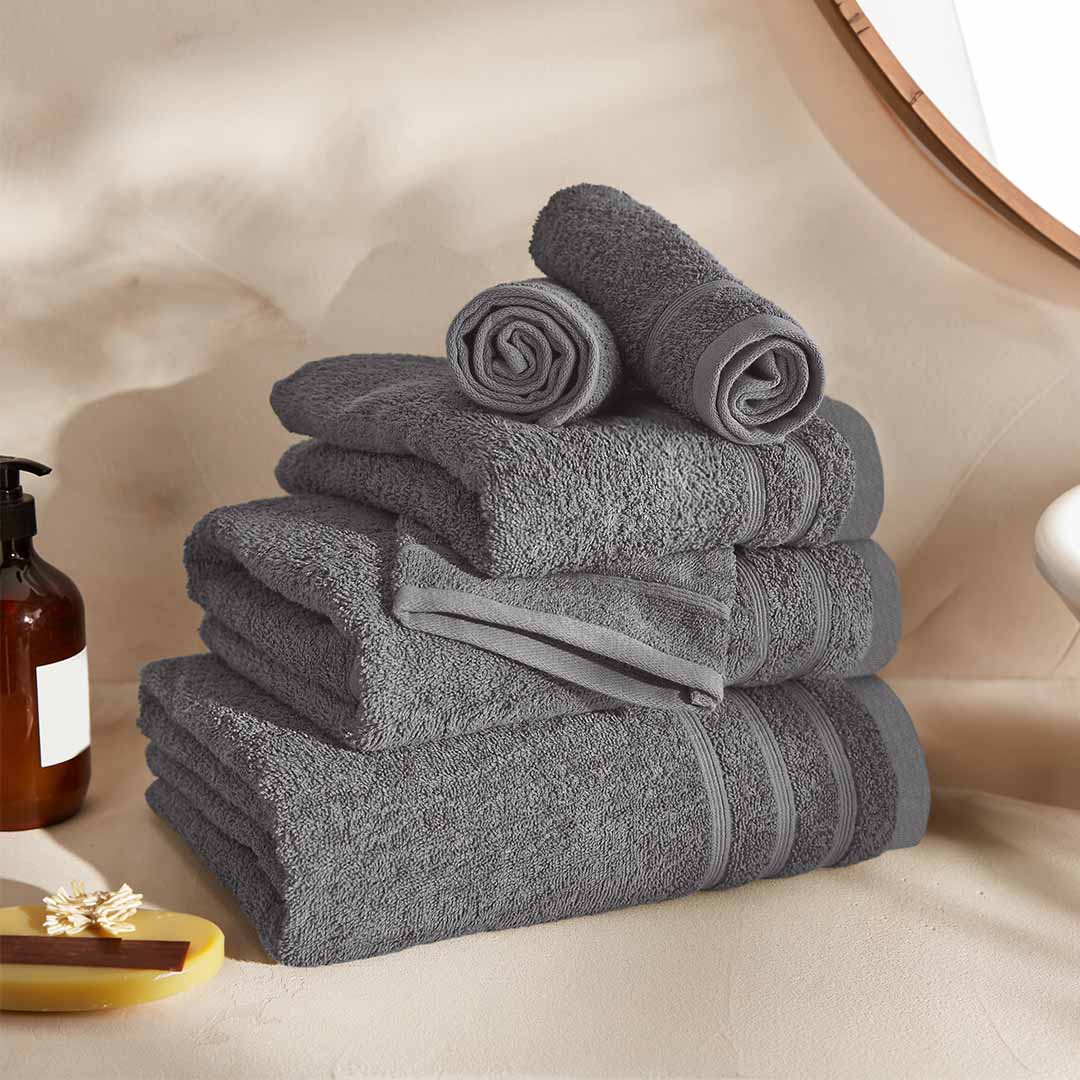Sense Gnosis Set Di 2 Asciugamani In Cotone 100% – Morbidi E Assorbenti – Motivo Cachemire Jacquard Double Face – 33x73,7 Cm – Grigio – Per Bagno, Palestra, Spiaggia - 2
