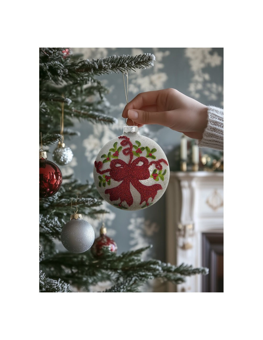 Blanc Mariclò Sfera natalizia collezione Ornamenta