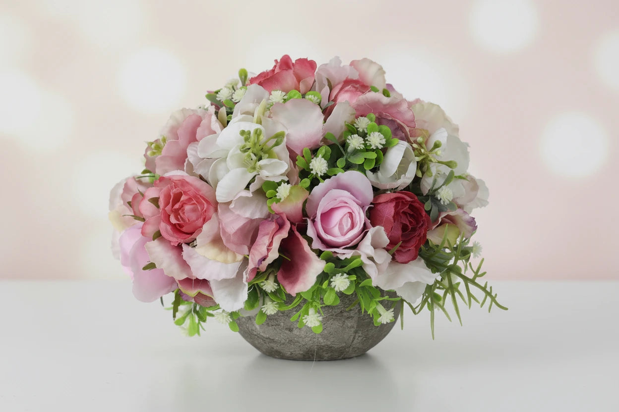 Fiori di lena Vasetto con composizione floreale