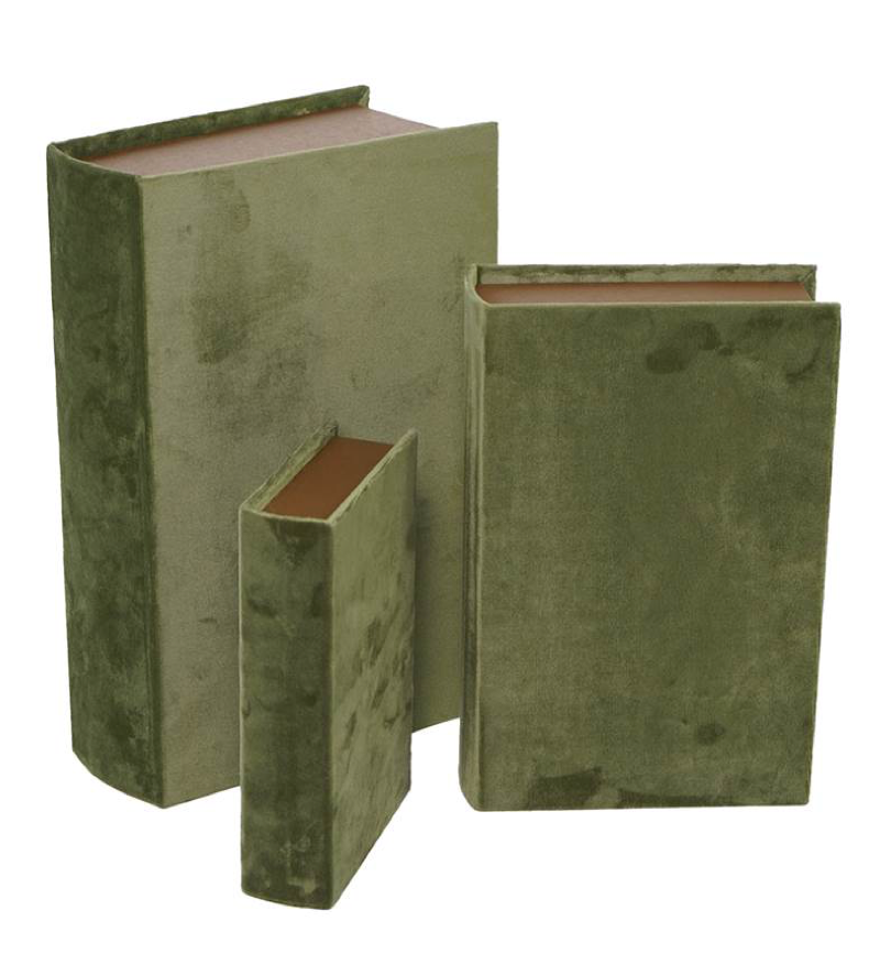 PLATHEA SET 3 SCATOLE CONTENITORI LIBRI IN LEGNO RIVESTITE IN VELLUTINO