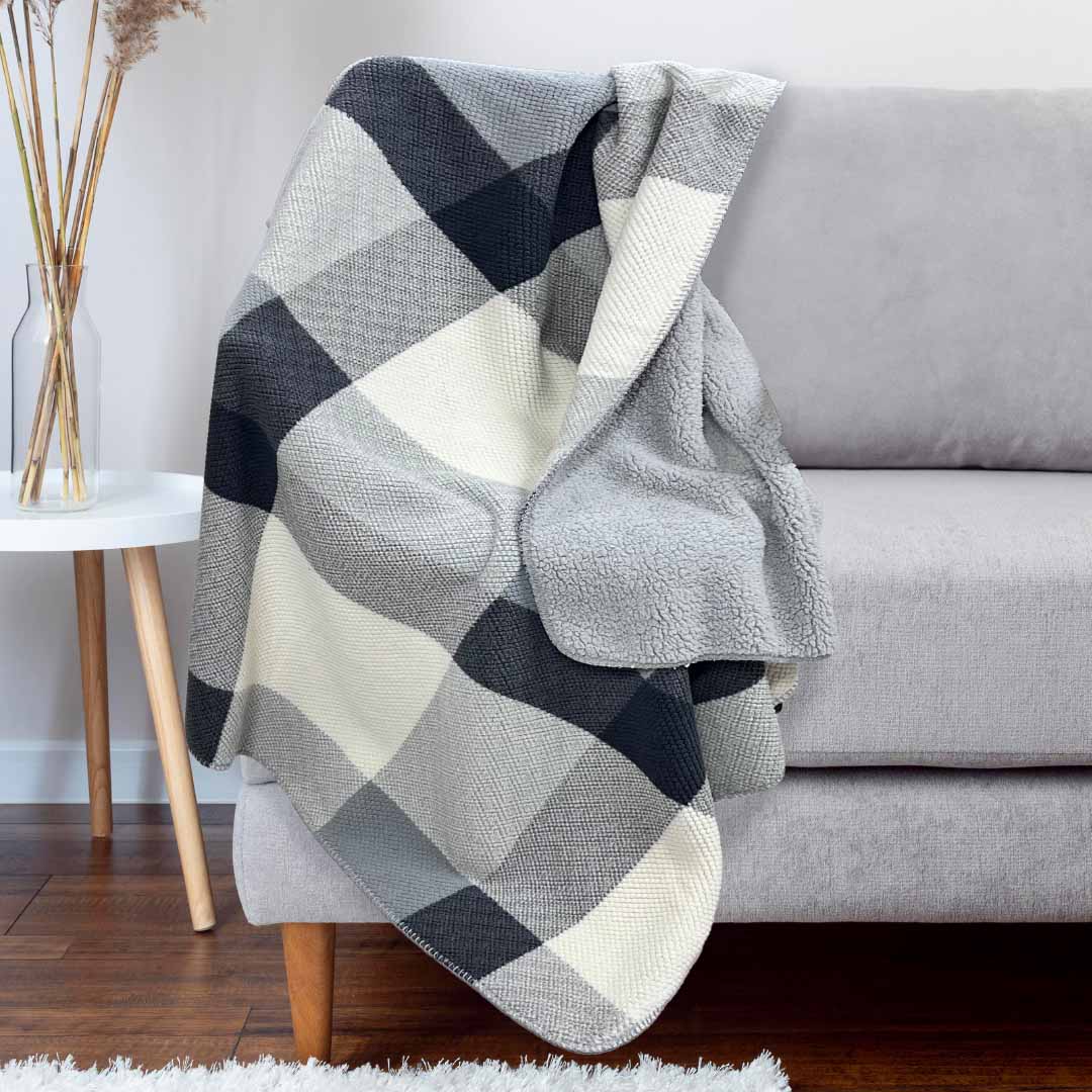 S&G Plaid effetto cashmere con retro in sherpa