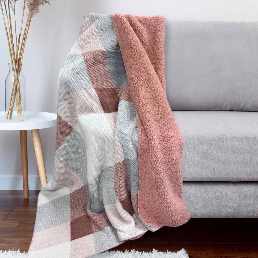 S&G Plaid effetto cashmere con retro in sherpa