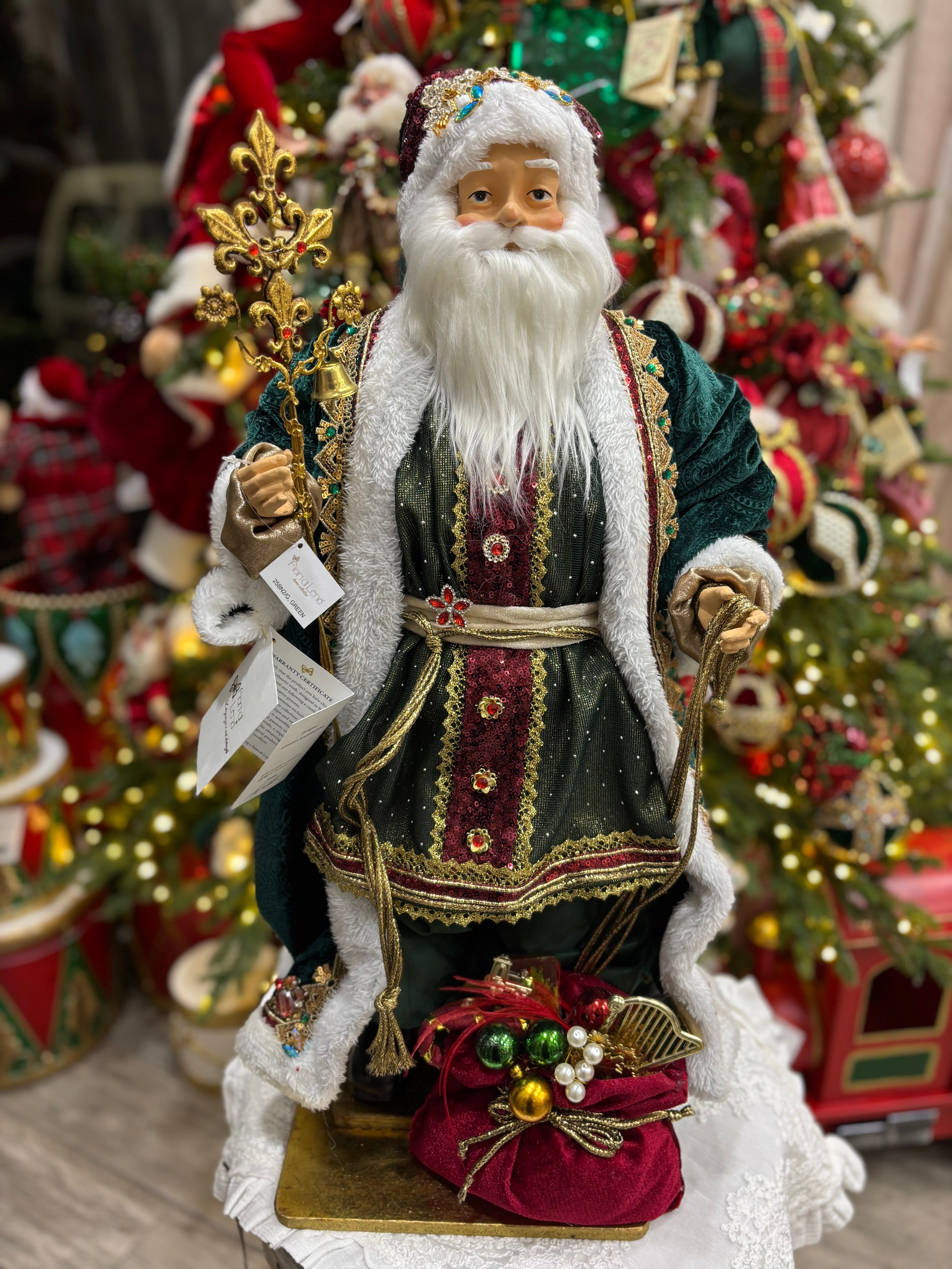 Fiori di lena Babbo Natale limited edition su base in legno  h 64 cm