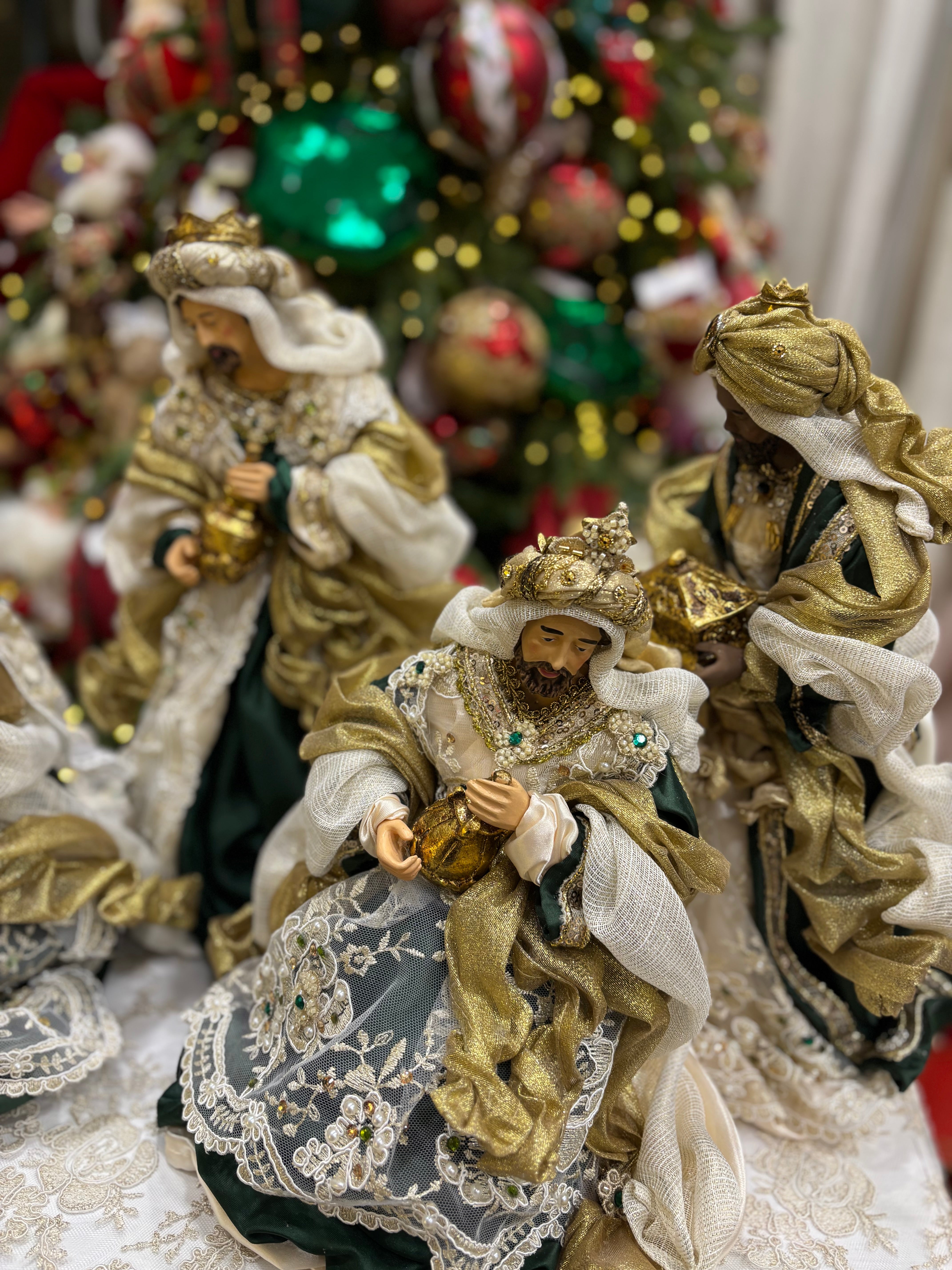 Fiori di lena sacra famiglia 6 pezzi h 36 cm variante verde