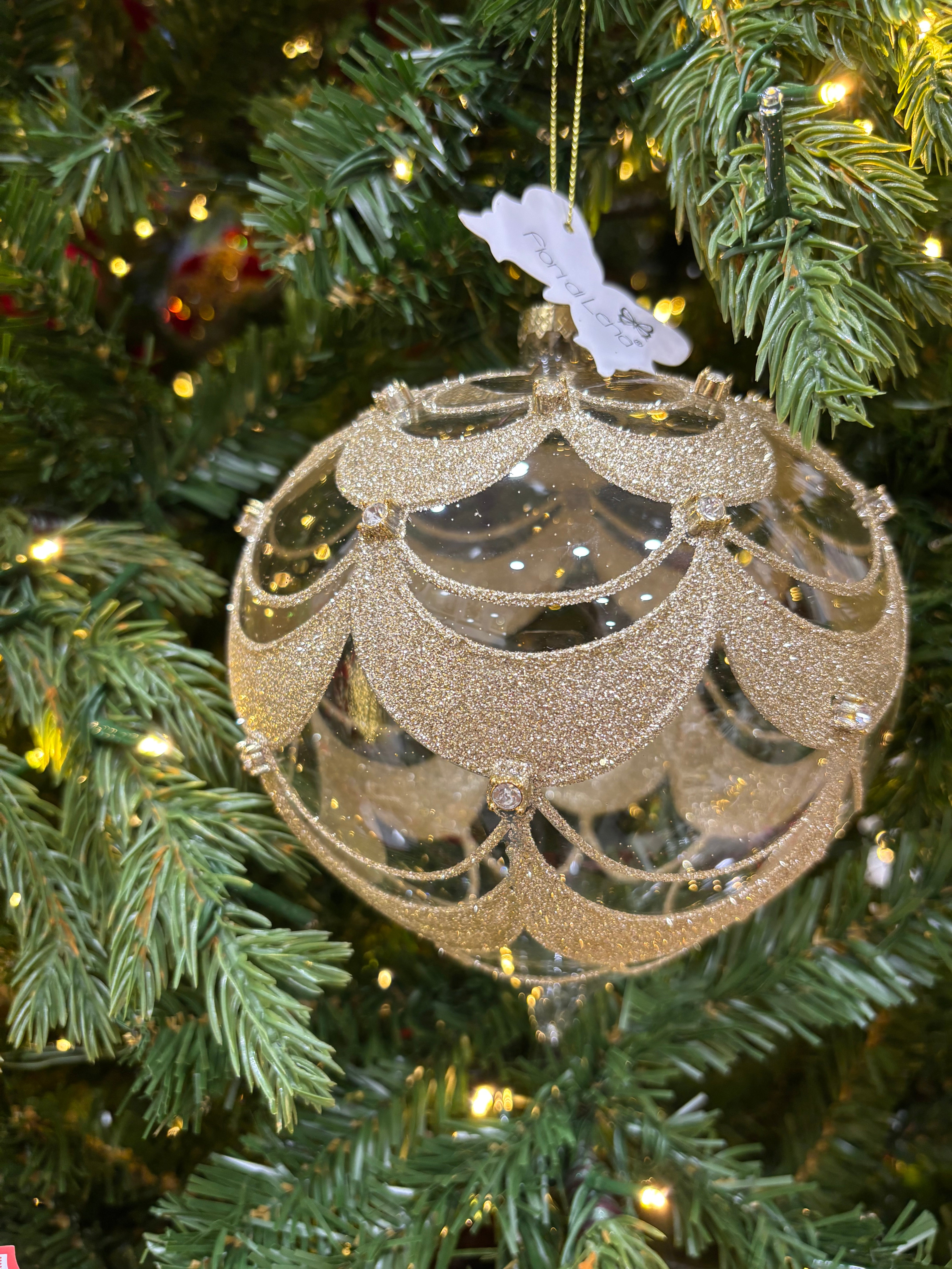 Fiori di lena addobbo cipolla in vetro d 15 cm