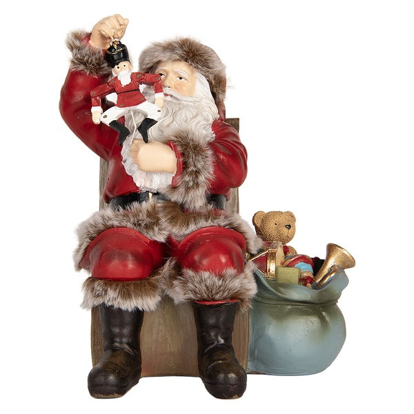 Clayre & eef decorazione Babbo Natale in poltrona con schiaccianoci