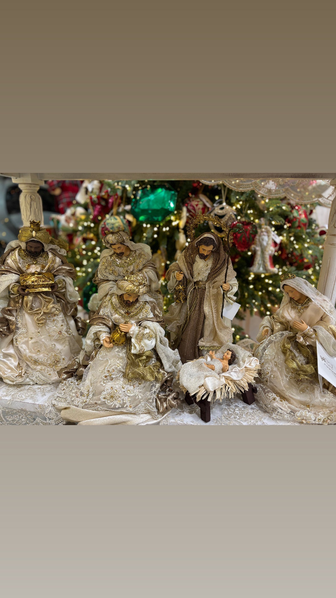 Fiori di lena sacra famiglia 6 pezzi h 36 cm variante avorio