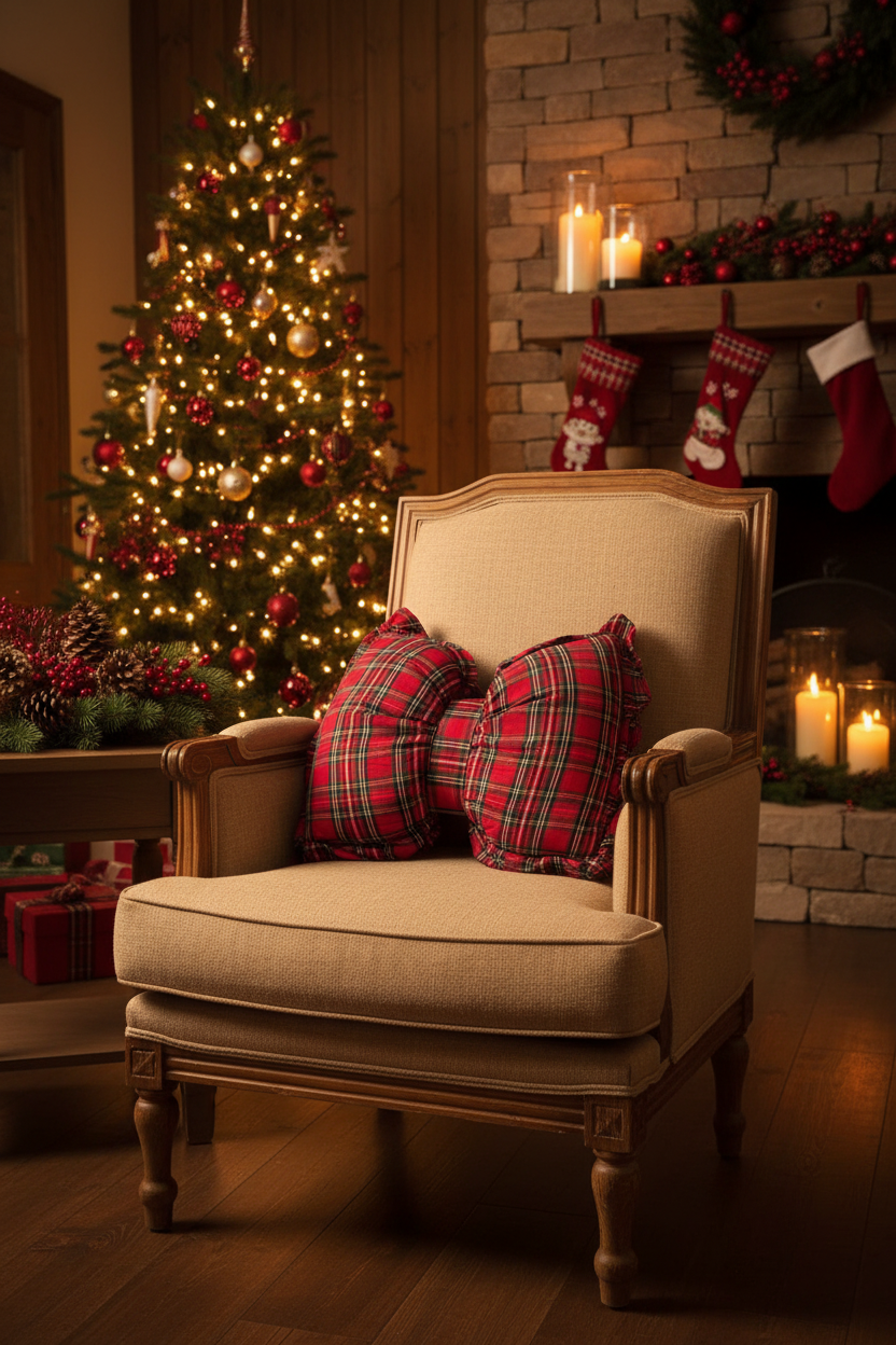 Blanc Mariclo’ cuscino tartan fiocco con gala