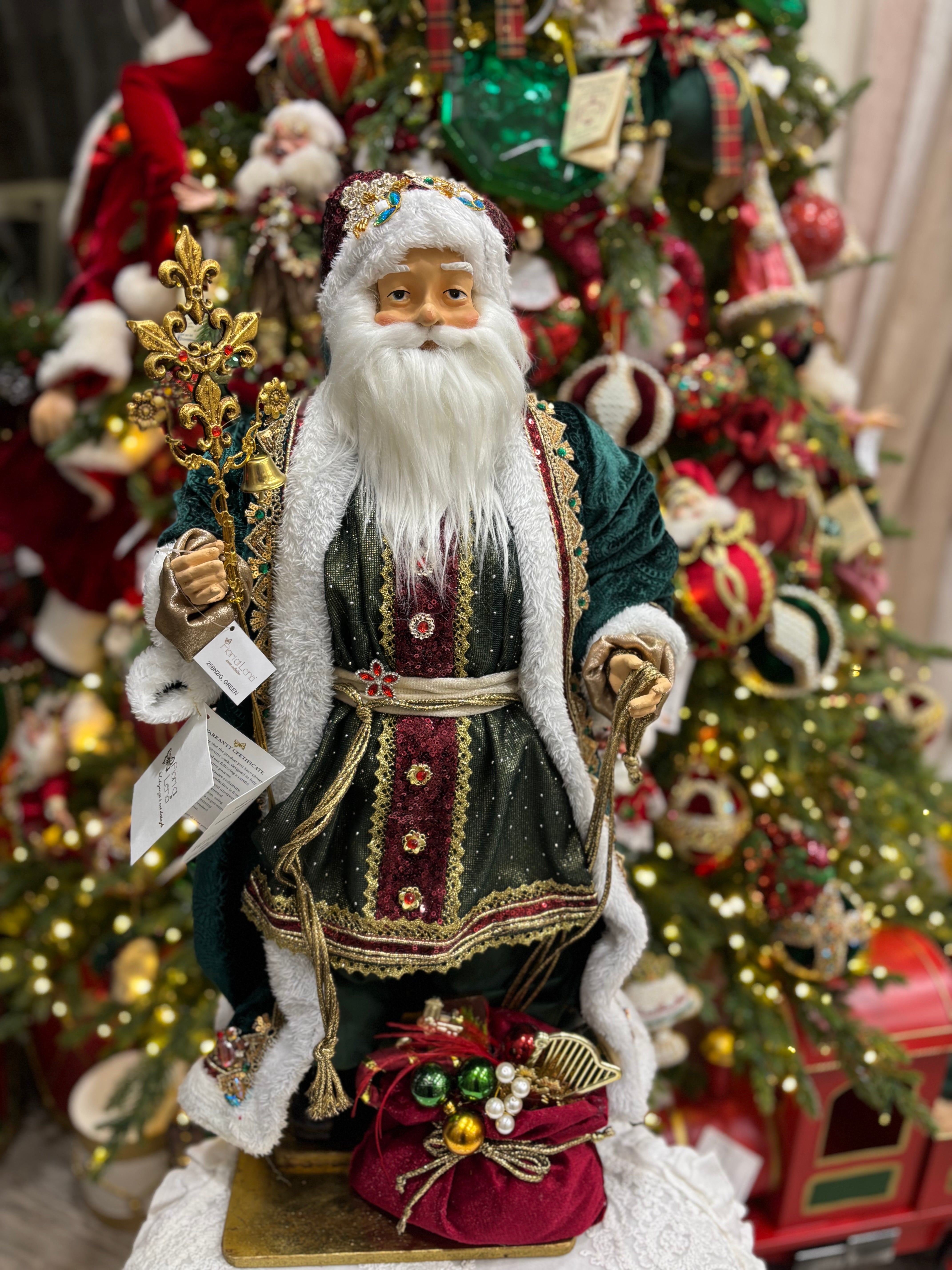 Fiori di lena Babbo Natale limited edition su base in legno  h 64 cm