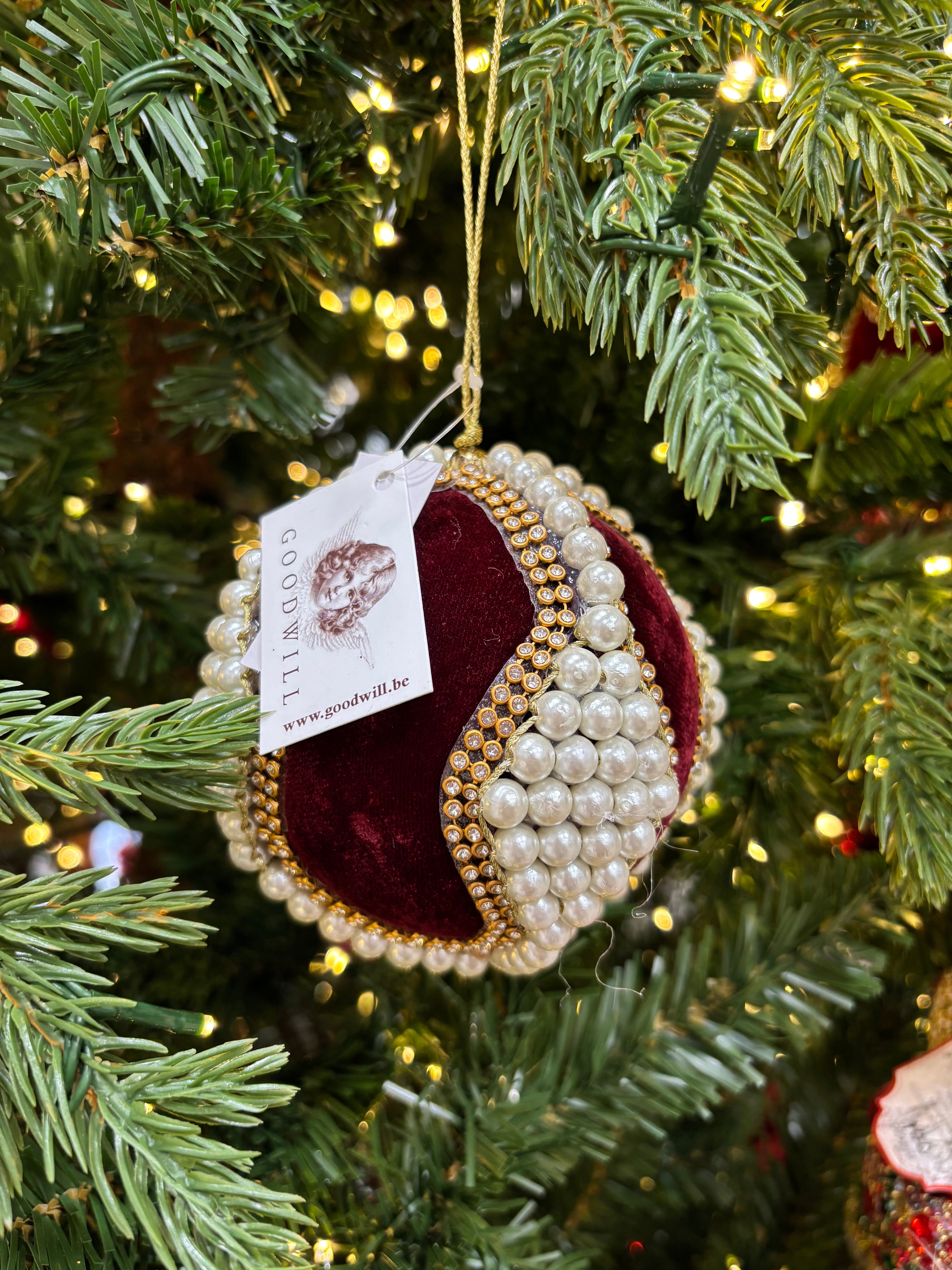 Goodwill sfera in velluto con perle 10 cm