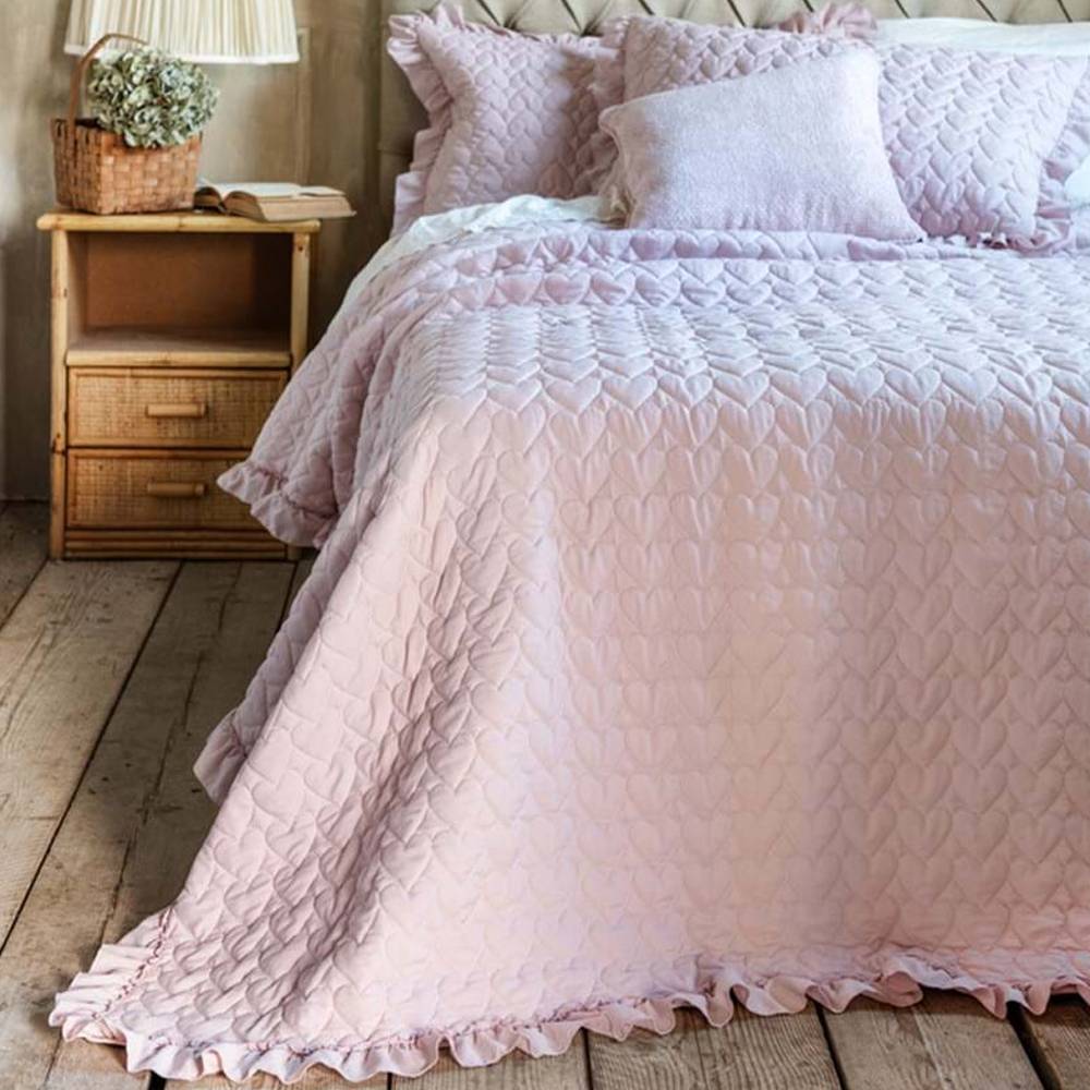 Blanc Mariclo' Trapunta singola rosa con un copriguanciali collezione Cuore di Zucchero