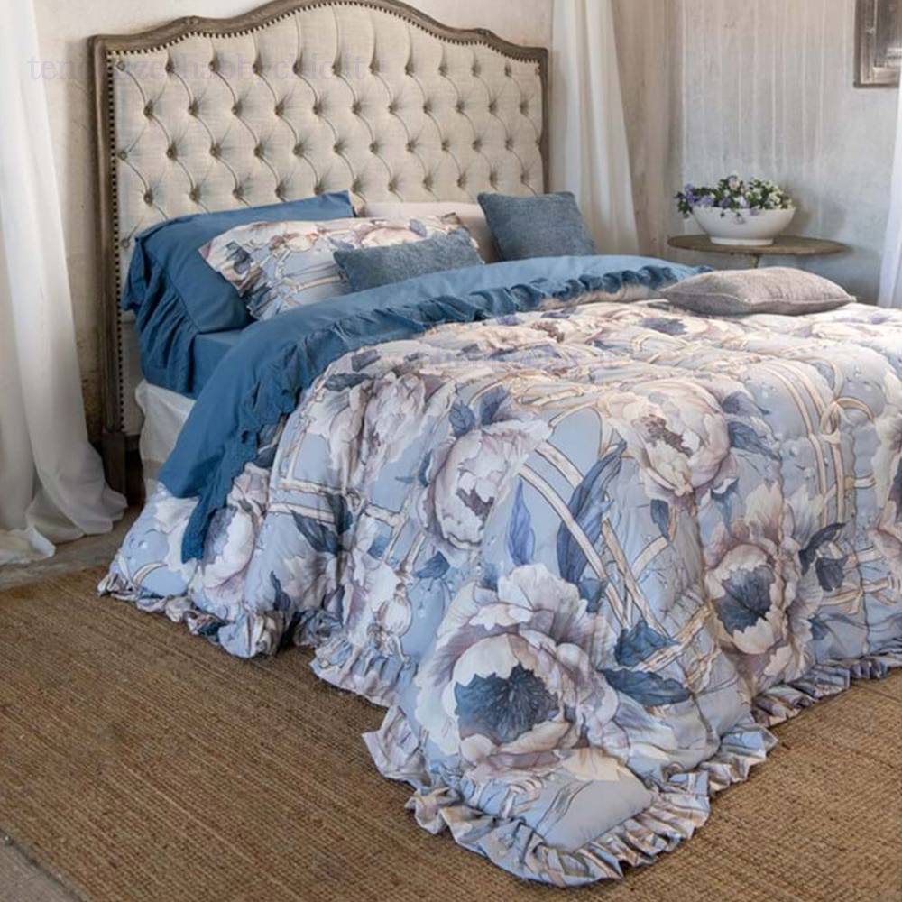 Blanc Mariclo' Trapunta matrimoniale collezione Peonies con gala + 2 copriguanciali
