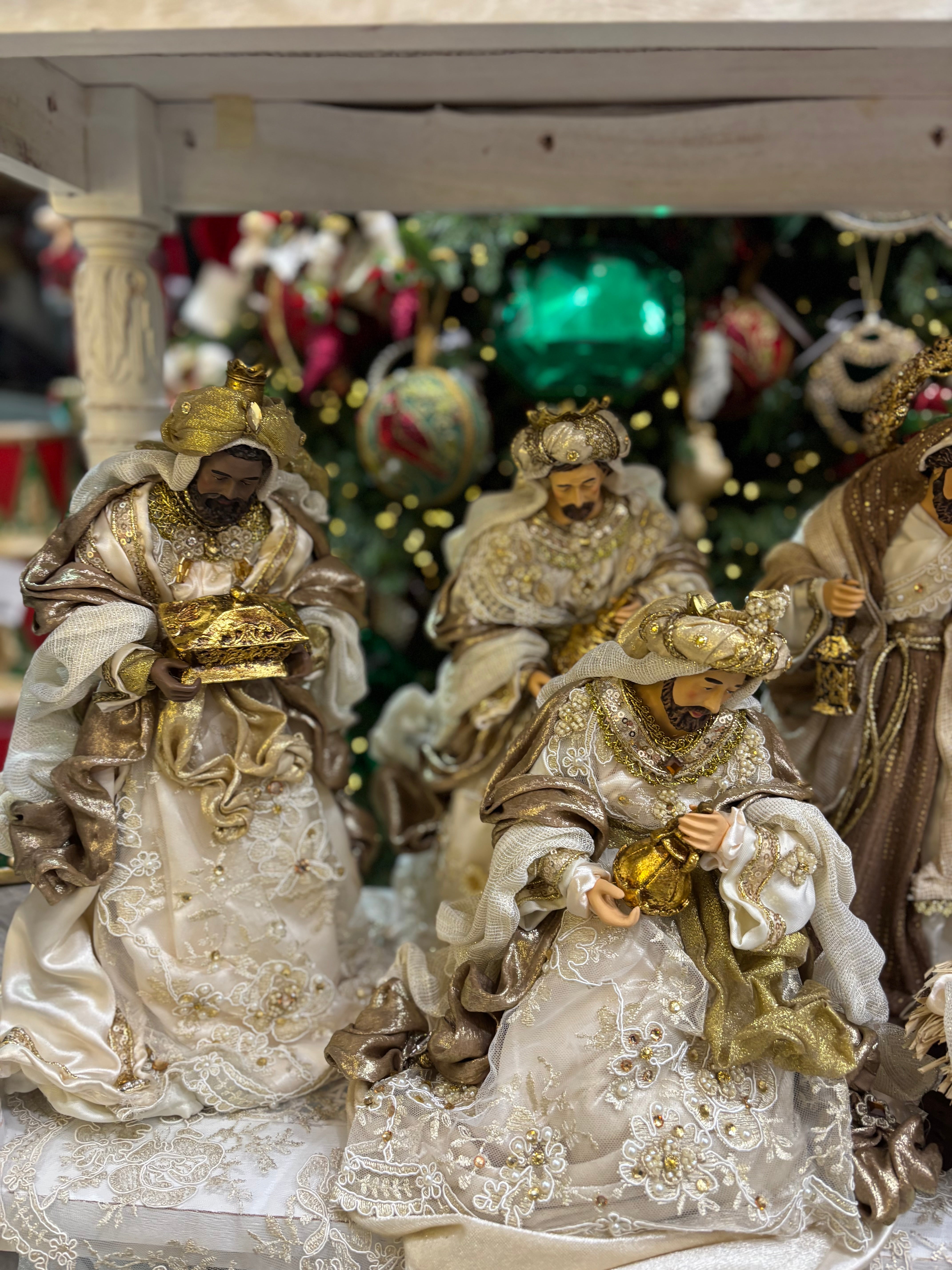 Fiori di lena sacra famiglia 6 pezzi h 36 cm variante avorio